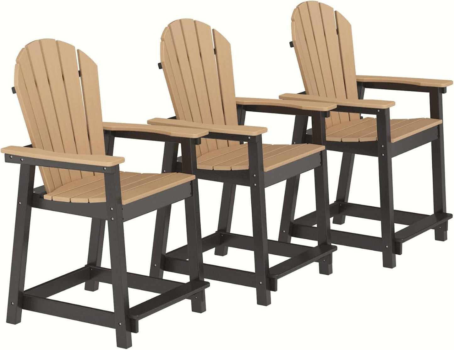 Tall Adirondack Chairs, Outdoor Balcony Chair, Patio Bar Stool with Widened Arms, High Back, Footrest, 400lbs, All-Weather Bar Height Chair for Garden, Yard, Backyard