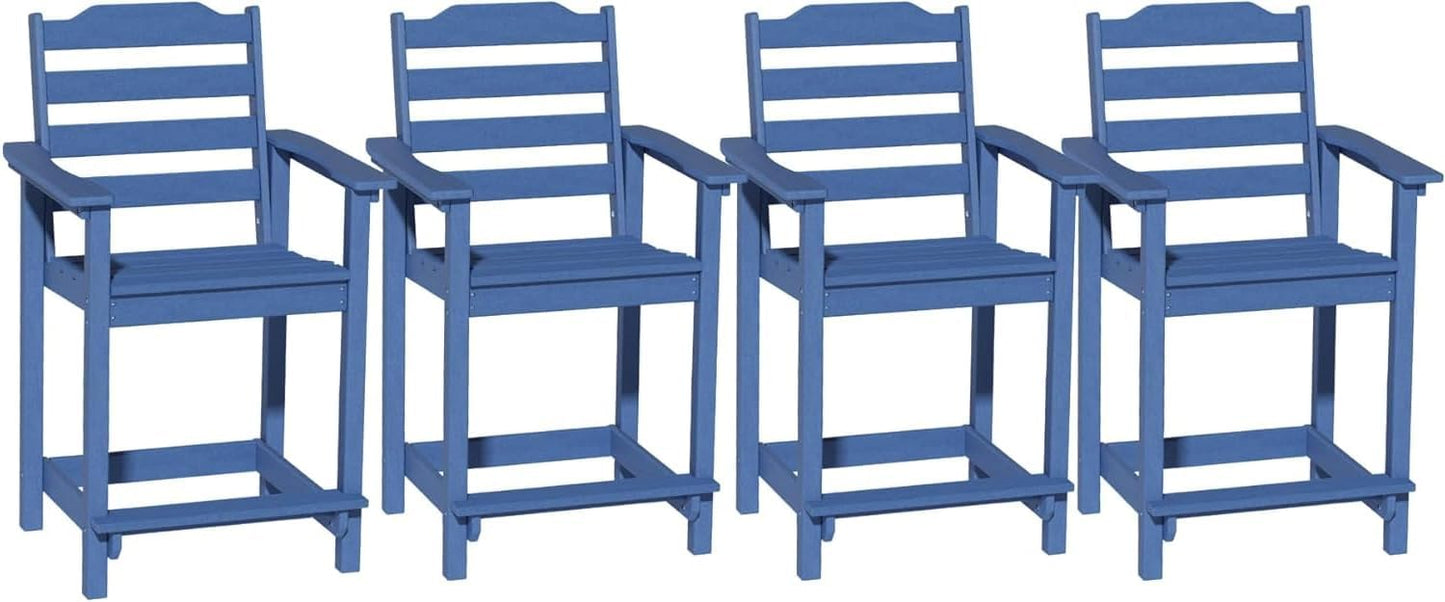 Tall Adirondack Chairs, Outdoor Balcony Chair, Patio Bar Stool with Widened Arms, High Back, Footrest, 400lbs, All-Weather Bar Height Chair for Garden, Yard, Backyard