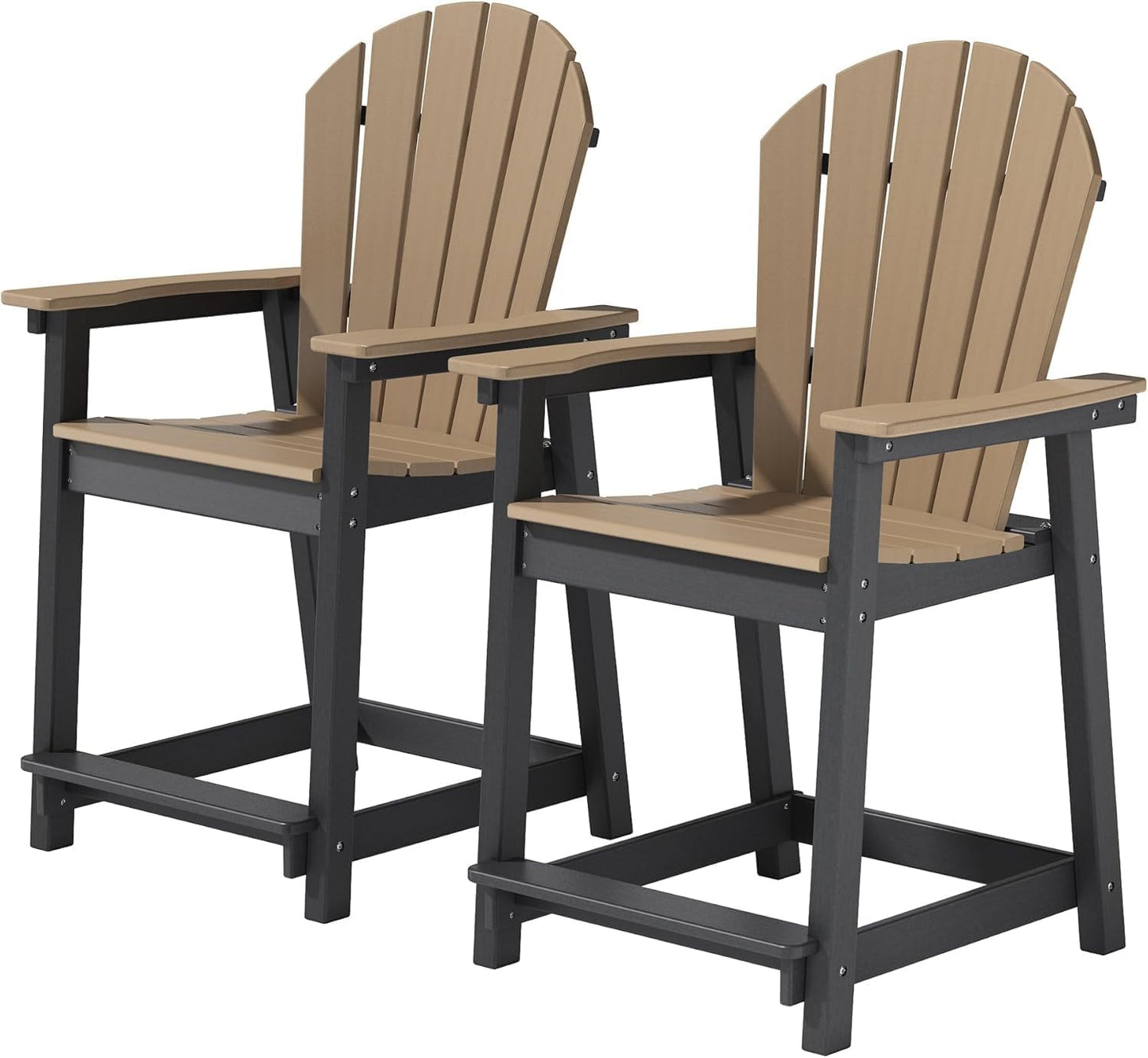 Tall Adirondack Chairs, Outdoor Balcony Chair, Patio Bar Stool with Widened Arms, High Back, Footrest, 400lbs, All-Weather Bar Height Chair for Garden, Yard, Backyard