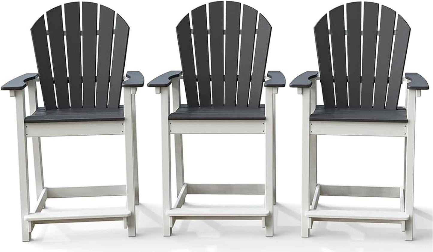 Tall Adirondack Chairs, Outdoor Balcony Chair, Patio Bar Stool with Widened Arms, High Back, Footrest, 400lbs, All-Weather Bar Height Chair for Garden, Yard, Backyard