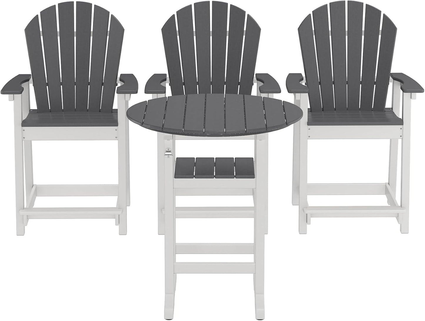 Tall Adirondack Chairs, Outdoor Balcony Chair, Patio Bar Stool with Widened Arms, High Back, Footrest, 400lbs, All-Weather Bar Height Chair for Garden, Yard, Backyard