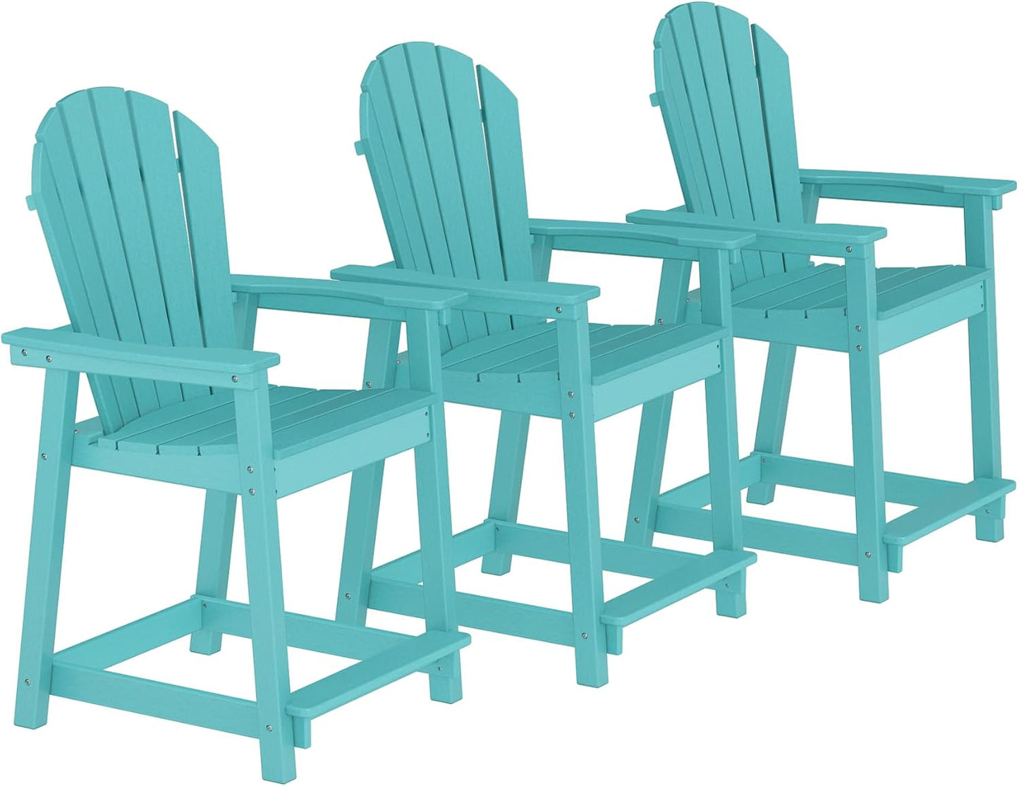 Tall Adirondack Chairs, Outdoor Balcony Chair, Patio Bar Stool with Widened Arms, High Back, Footrest, 400lbs, All-Weather Bar Height Chair for Garden, Yard, Backyard