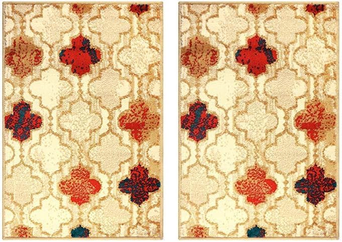 Superior Viking 3 Piece Indoor Area Rug Set, Jute Backing, Modern Trellis Decor for Hallway, Entry, Office, Kitchen, Bedroom, Living Room Floors, Plush Rugs, 2' 7" x 8', 2' x 3', 4' x 6', Chocolate
