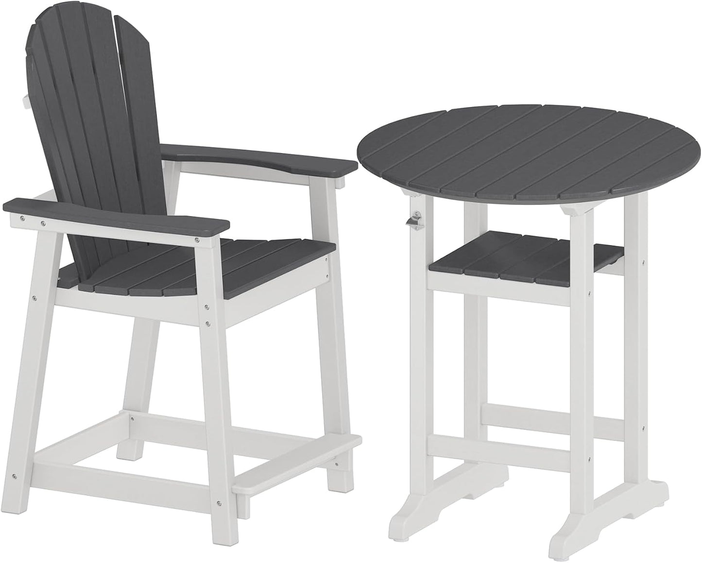 Tall Adirondack Chairs, Outdoor Balcony Chair, Patio Bar Stool with Widened Arms, High Back, Footrest, 400lbs, All-Weather Bar Height Chair for Garden, Yard, Backyard