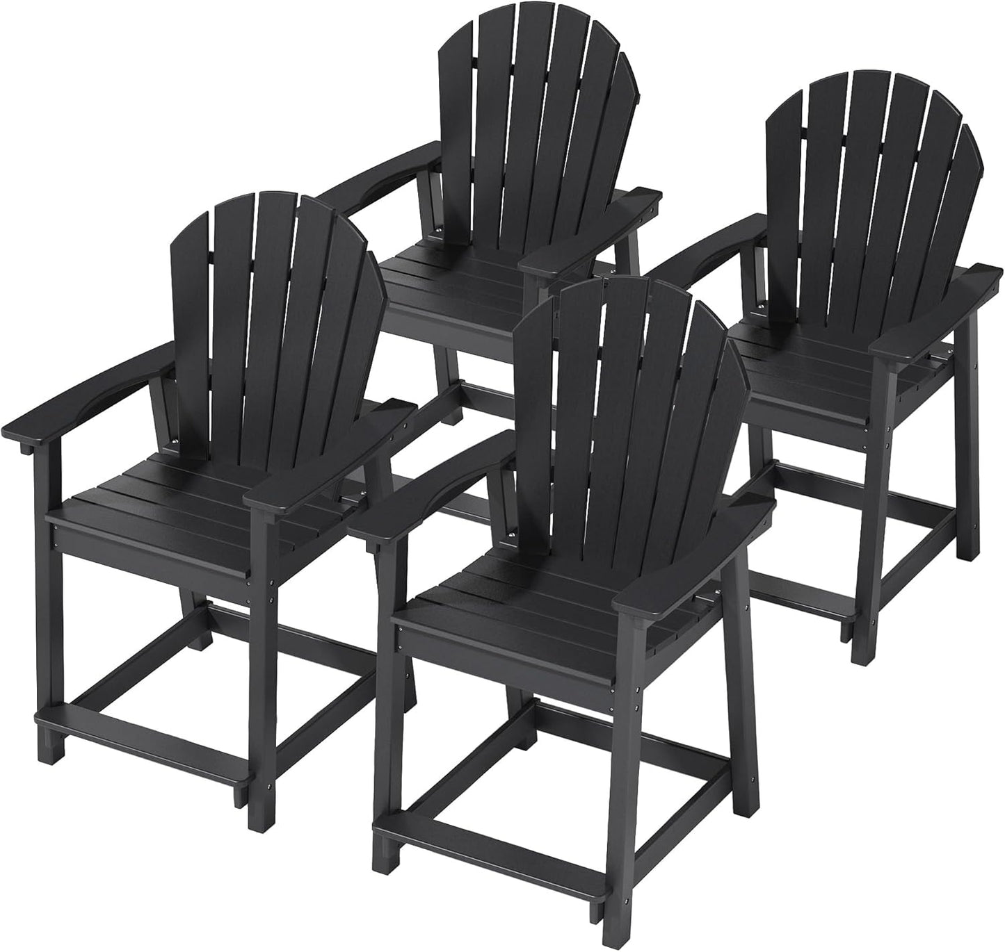 Tall Adirondack Chairs, Outdoor Balcony Chair, Patio Bar Stool with Widened Arms, High Back, Footrest, 400lbs, All-Weather Bar Height Chair for Garden, Yard, Backyard