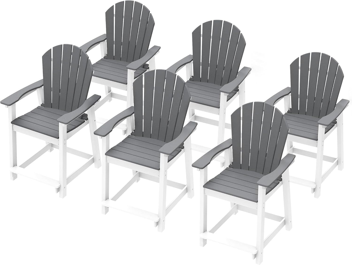 Tall Adirondack Chairs, Outdoor Balcony Chair, Patio Bar Stool with Widened Arms, High Back, Footrest, 400lbs, All-Weather Bar Height Chair for Garden, Yard, Backyard