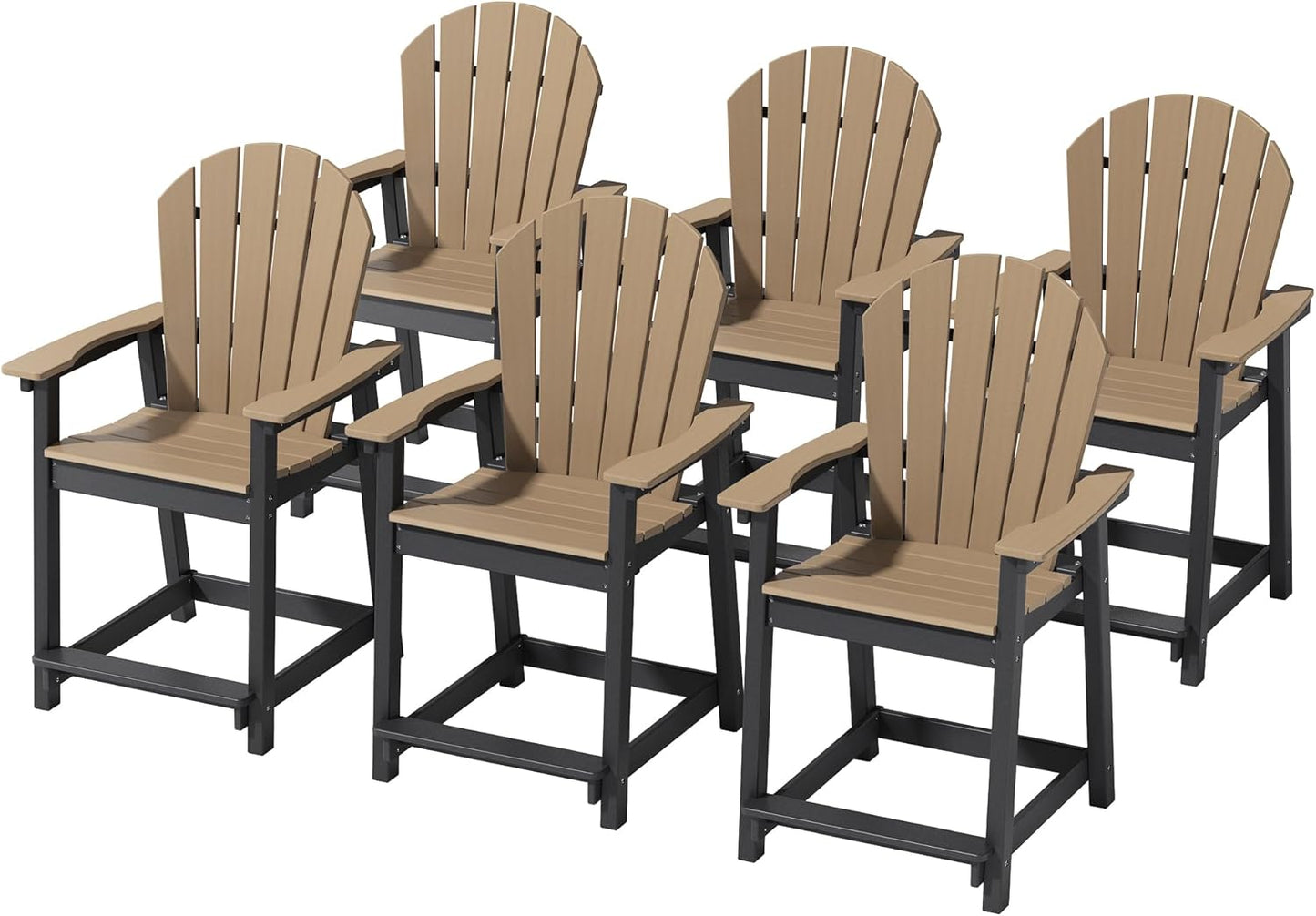 Tall Adirondack Chairs, Outdoor Balcony Chair, Patio Bar Stool with Widened Arms, High Back, Footrest, 400lbs, All-Weather Bar Height Chair for Garden, Yard, Backyard