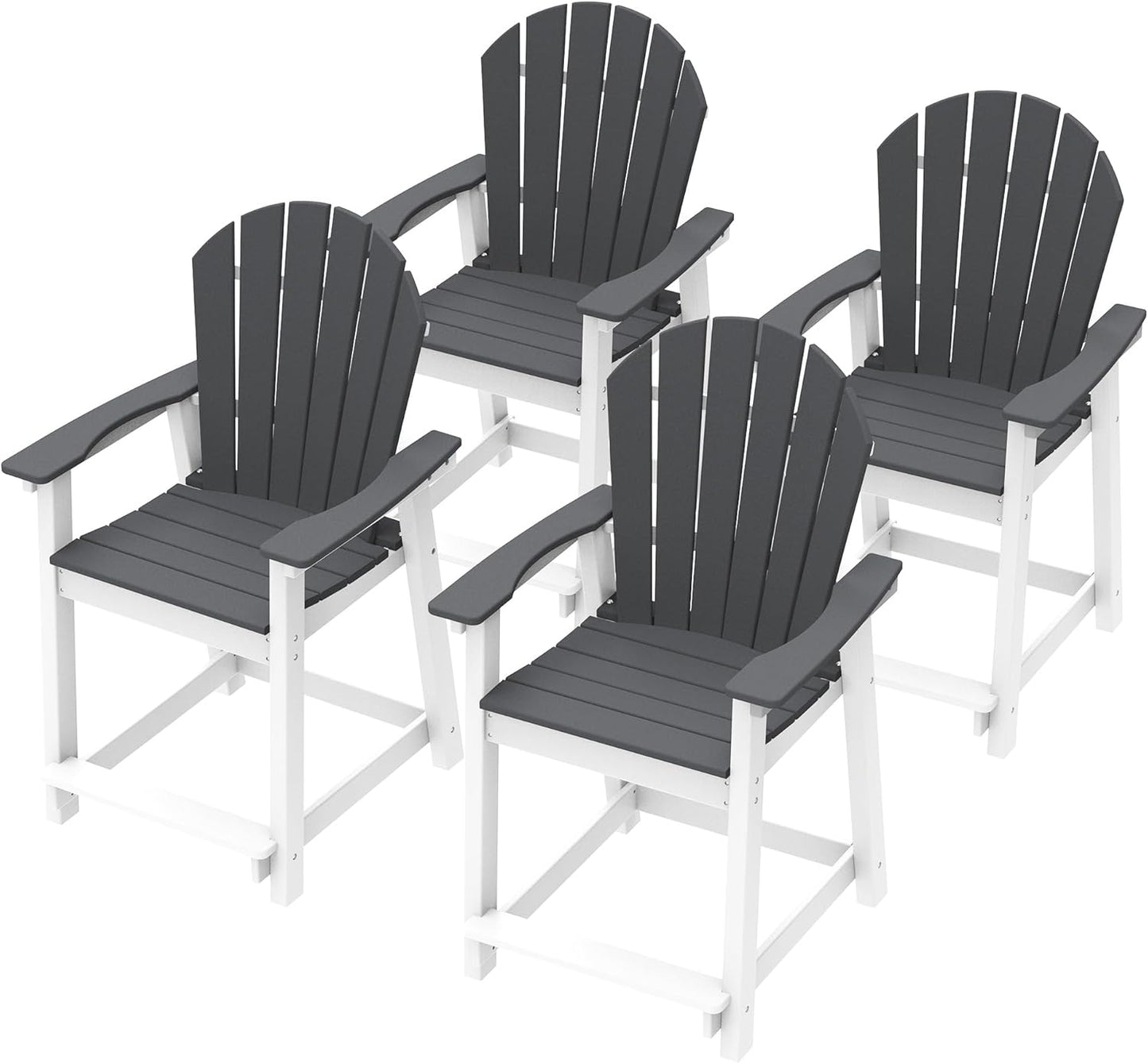 Tall Adirondack Chairs, Outdoor Balcony Chair, Patio Bar Stool with Widened Arms, High Back, Footrest, 400lbs, All-Weather Bar Height Chair for Garden, Yard, Backyard
