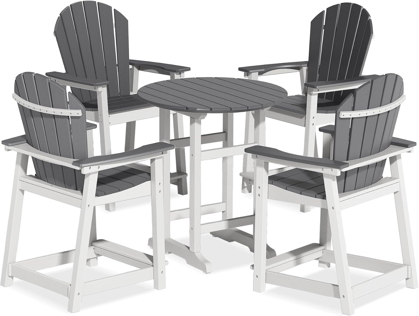 Tall Adirondack Chairs, Outdoor Balcony Chair, Patio Bar Stool with Widened Arms, High Back, Footrest, 400lbs, All-Weather Bar Height Chair for Garden, Yard, Backyard