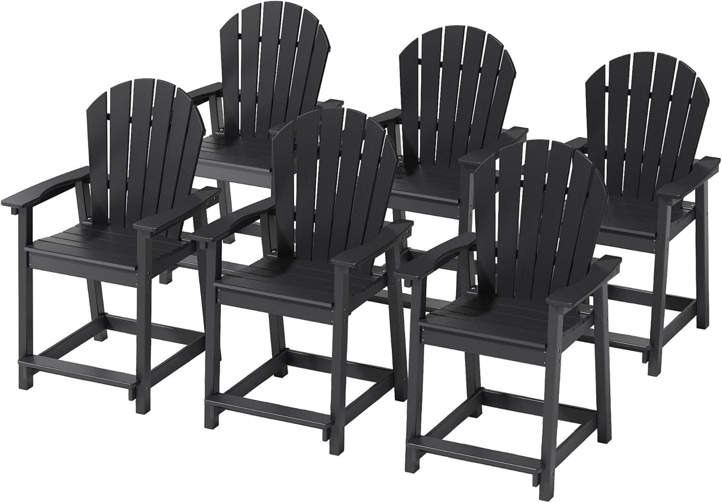 Tall Adirondack Chairs, Outdoor Balcony Chair, Patio Bar Stool with Widened Arms, High Back, Footrest, 400lbs, All-Weather Bar Height Chair for Garden, Yard, Backyard
