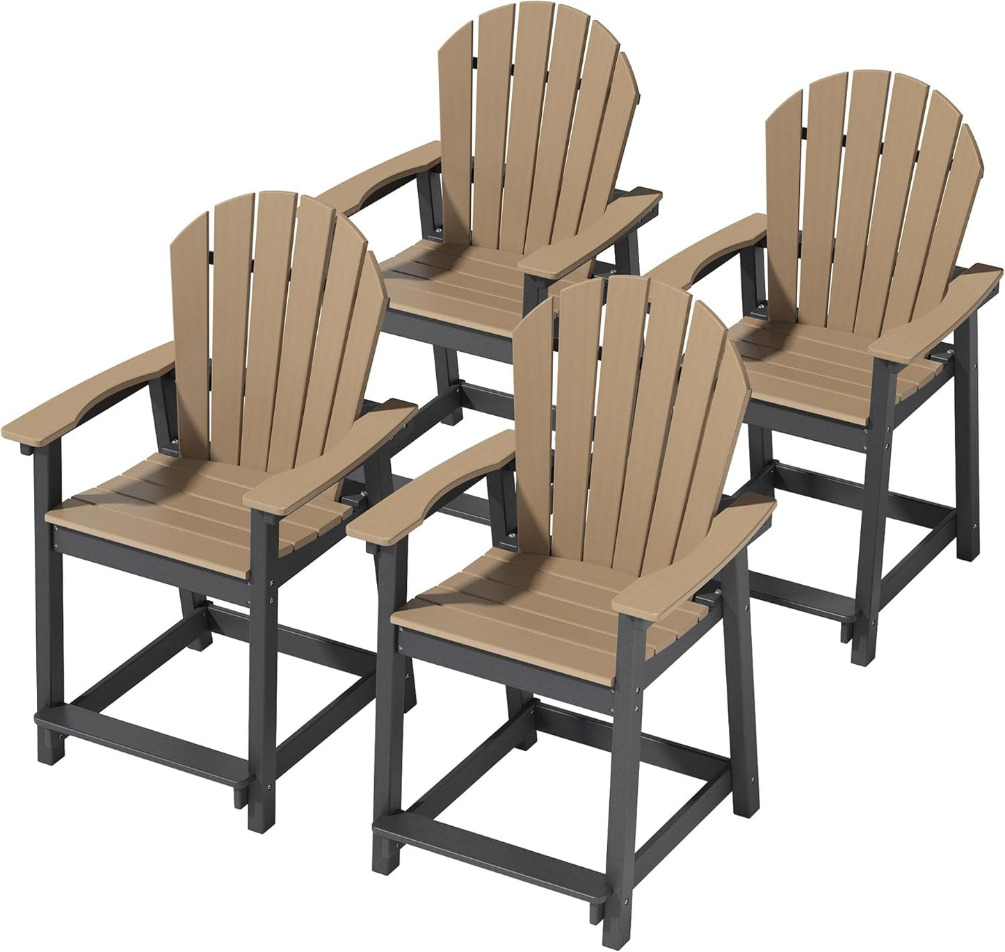 Tall Adirondack Chairs, Outdoor Balcony Chair, Patio Bar Stool with Widened Arms, High Back, Footrest, 400lbs, All-Weather Bar Height Chair for Garden, Yard, Backyard