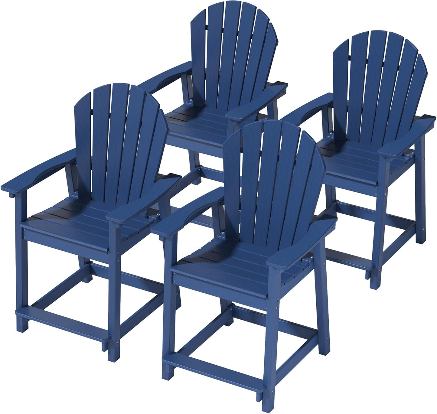 Tall Adirondack Chairs, Outdoor Balcony Chair, Patio Bar Stool with Widened Arms, High Back, Footrest, 400lbs, All-Weather Bar Height Chair for Garden, Yard, Backyard