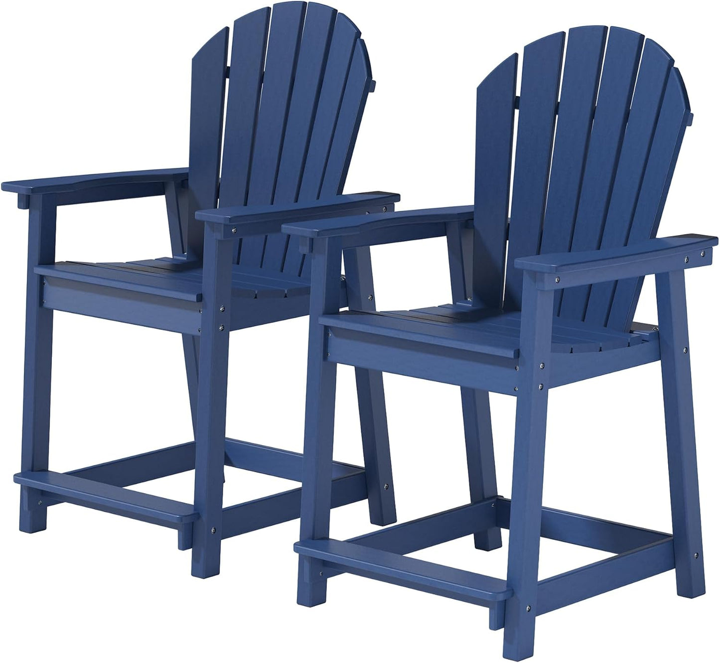 Tall Adirondack Chairs, Outdoor Balcony Chair, Patio Bar Stool with Widened Arms, High Back, Footrest, 400lbs, All-Weather Bar Height Chair for Garden, Yard, Backyard