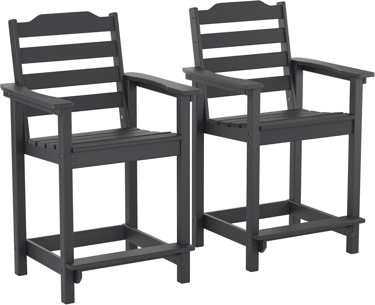 Tall Adirondack Chairs, Outdoor Balcony Chair, Patio Bar Stool with Widened Arms, High Back, Footrest, 400lbs, All-Weather Bar Height Chair for Garden, Yard, Backyard
