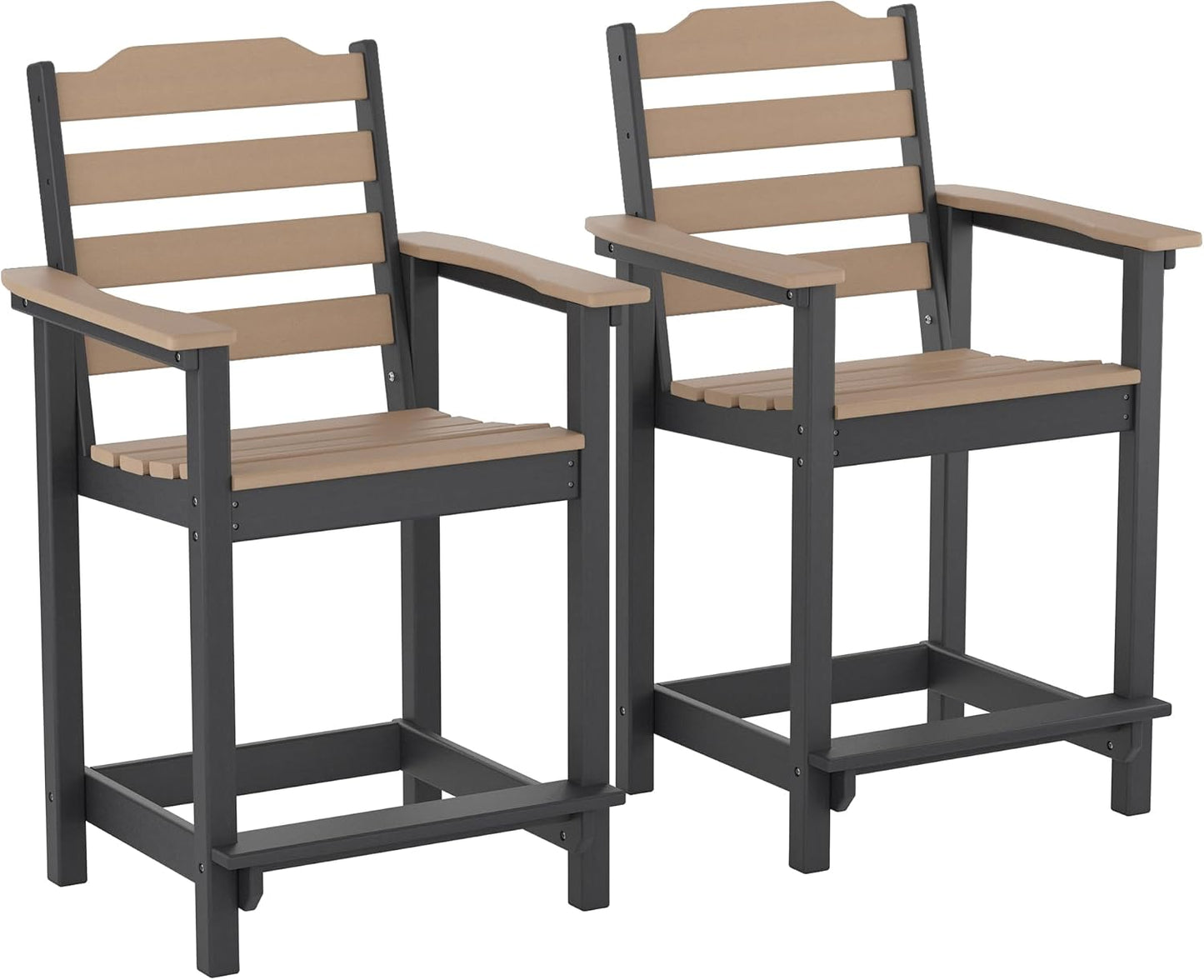 Tall Adirondack Chairs, Outdoor Balcony Chair, Patio Bar Stool with Widened Arms, High Back, Footrest, 400lbs, All-Weather Bar Height Chair for Garden, Yard, Backyard