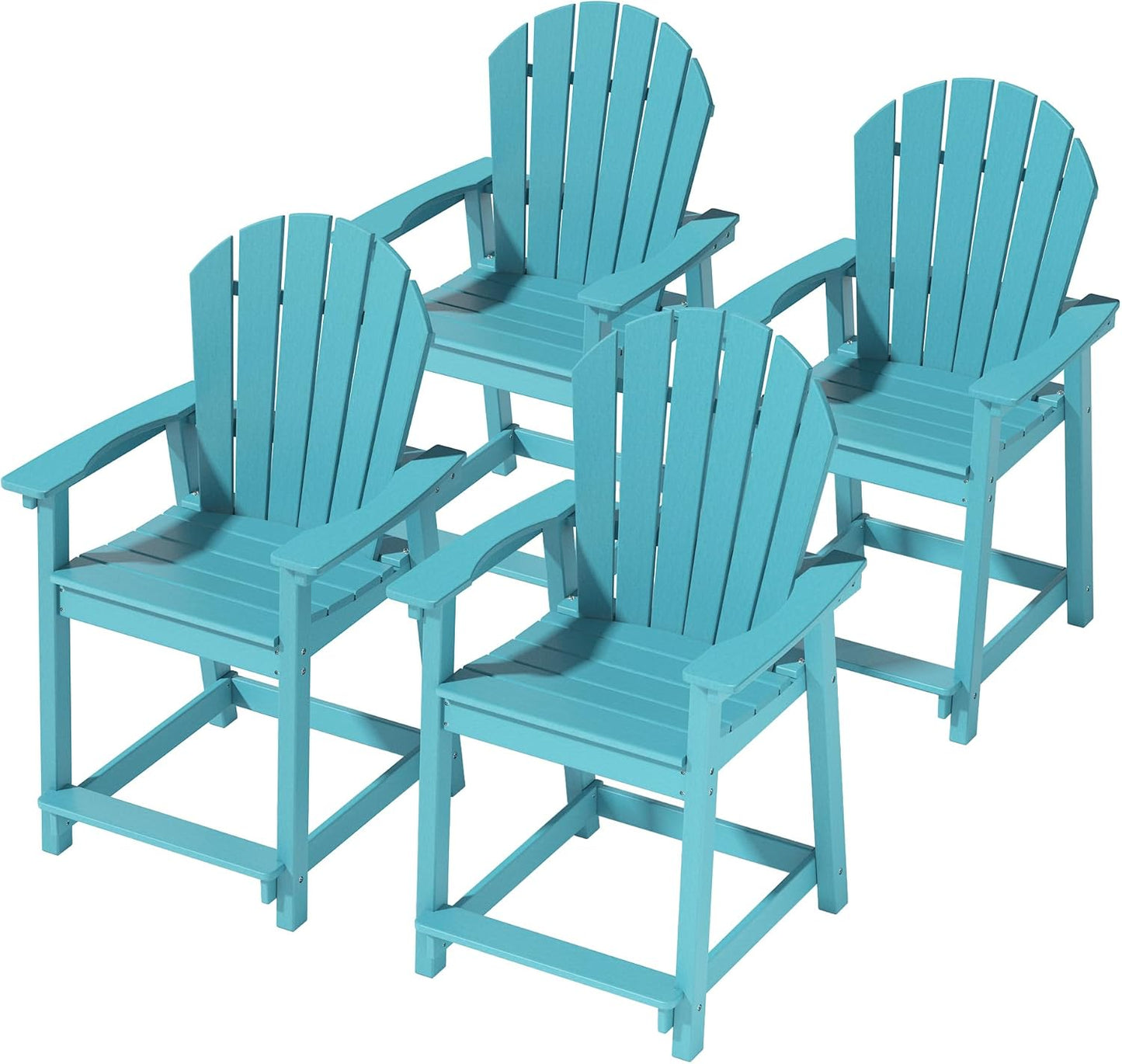 Tall Adirondack Chairs, Outdoor Balcony Chair, Patio Bar Stool with Widened Arms, High Back, Footrest, 400lbs, All-Weather Bar Height Chair for Garden, Yard, Backyard