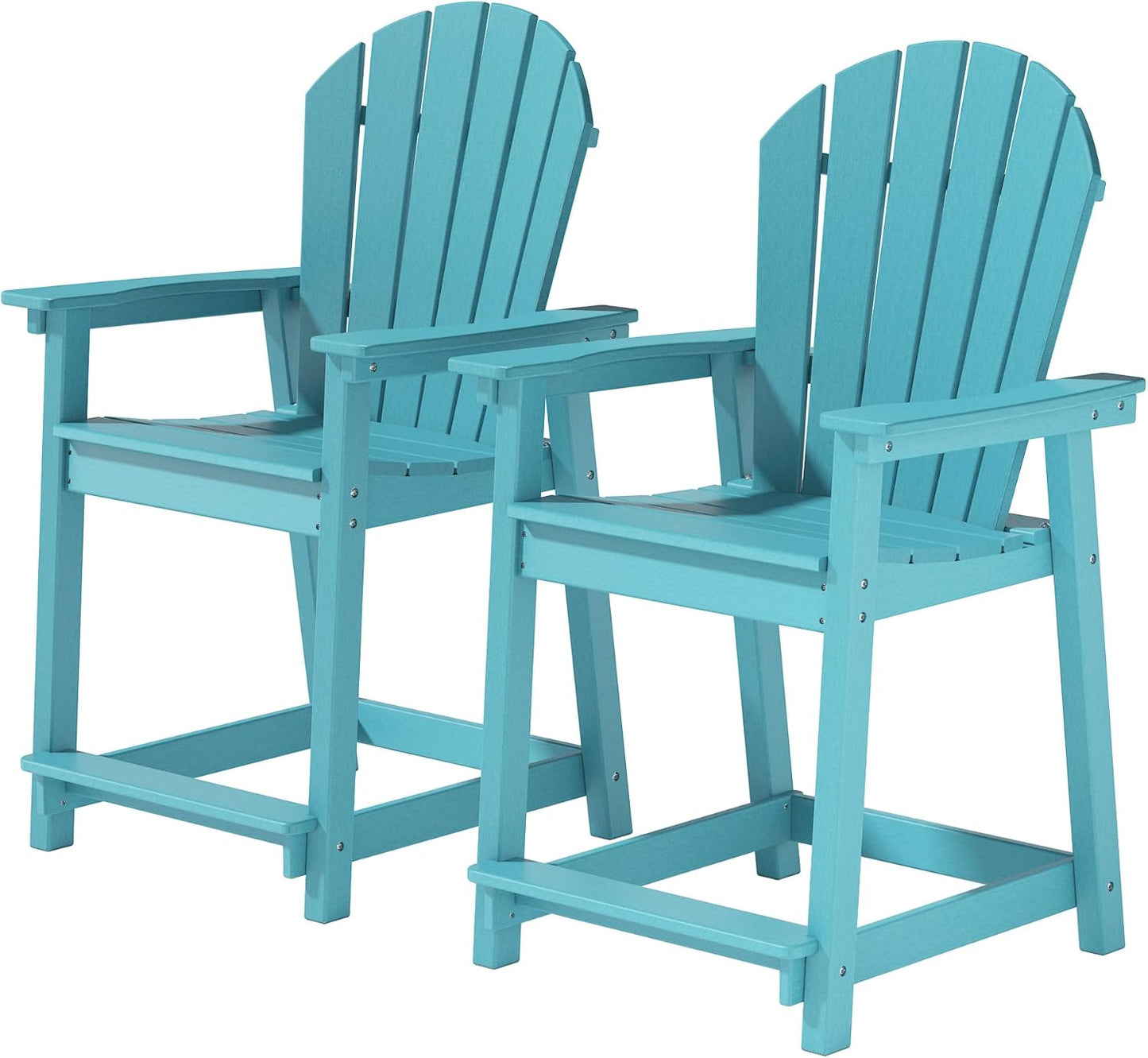 Tall Adirondack Chairs, Outdoor Balcony Chair, Patio Bar Stool with Widened Arms, High Back, Footrest, 400lbs, All-Weather Bar Height Chair for Garden, Yard, Backyard