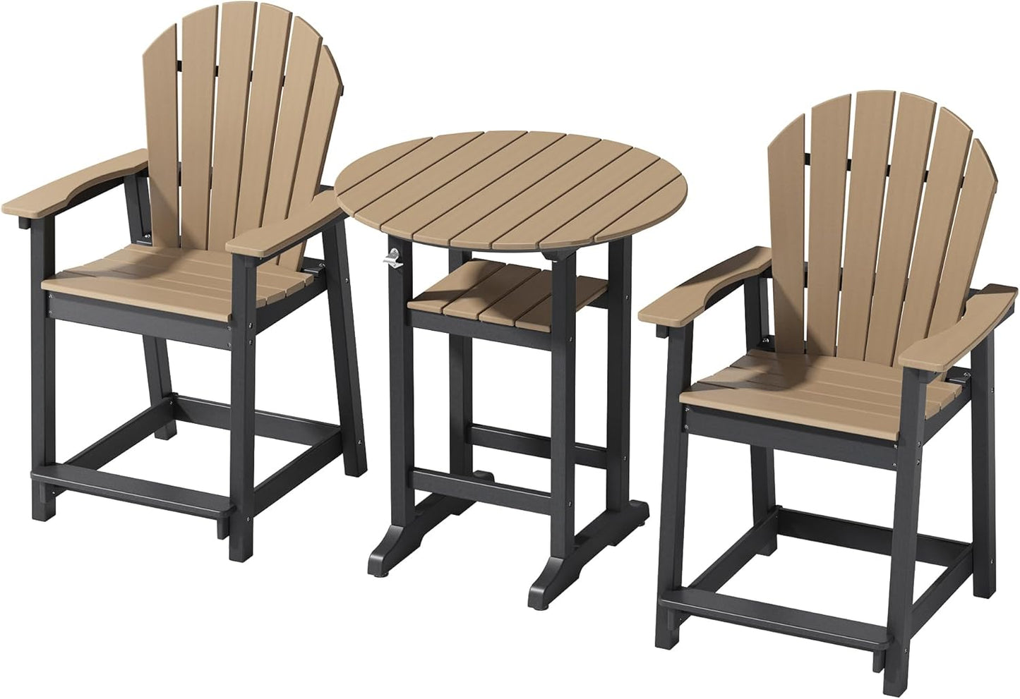 Tall Adirondack Chairs, Outdoor Balcony Chair, Patio Bar Stool with Widened Arms, High Back, Footrest, 400lbs, All-Weather Bar Height Chair for Garden, Yard, Backyard