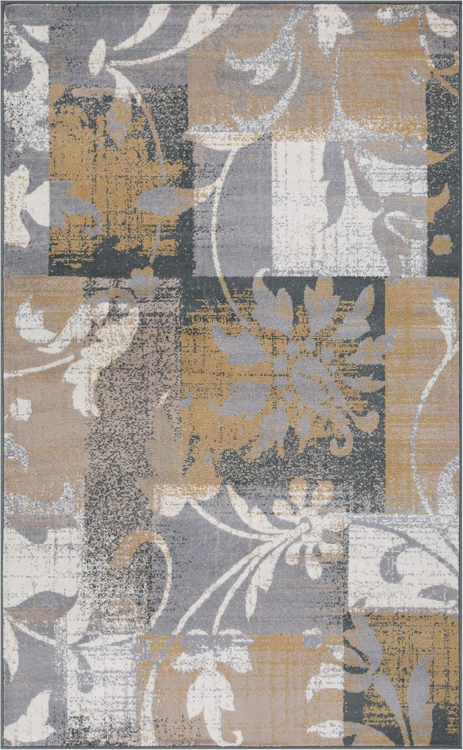 Superior Pastiche 3 Piece Indoor Area Rug Set, Jute Backing, Modern Floral Patchwork Decor, Hallway, Office, Kitchen, Bedroom, Living Room Floors, Plush Rugs, 2' x 3', 4' x 6', 6' x 9', Beige