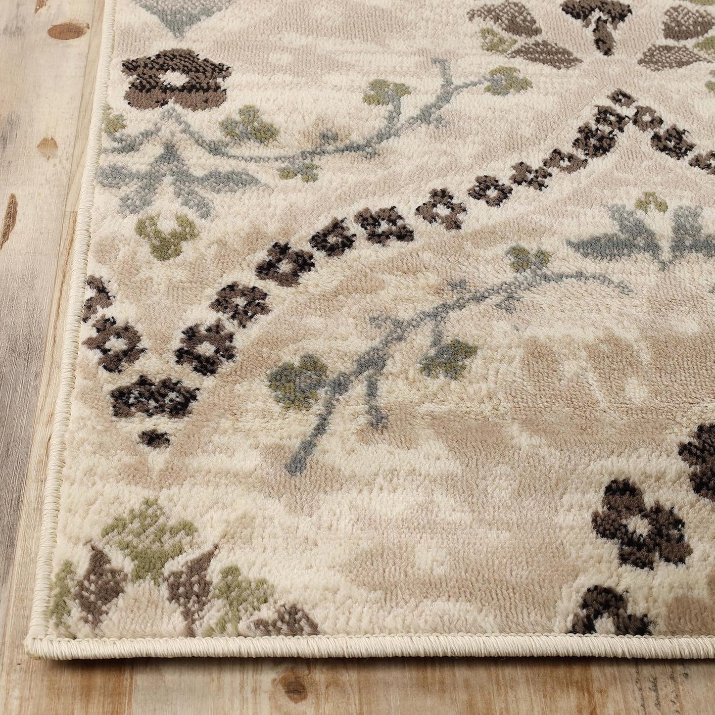 Superior Augusta 3 Piece Indoor Area Rug Set, Jute Backing, Floral Damask Decor for Hallway, Entry, Office, Kitchen, Bedroom, Living Room Floors, Plush Rugs, 2' 7" x 8', 2' x 3', 5' x 8', Beige