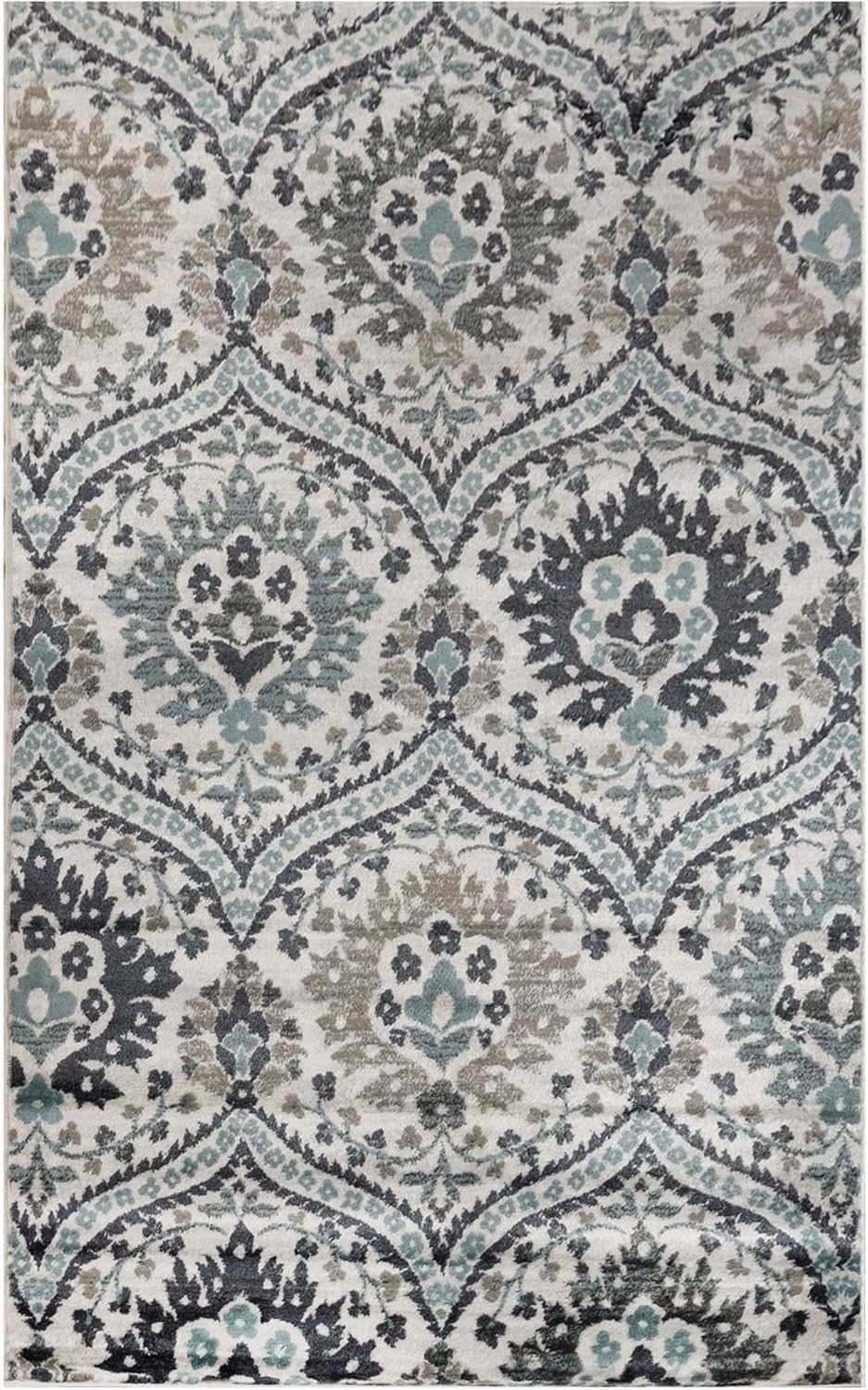 Superior Augusta 3 Piece Indoor Area Rug Set, Jute Backing, Floral Damask Decor for Hallway, Entry, Office, Kitchen, Bedroom, Living Room Floors, Plush Rugs, 2' 7" x 8', 2' x 3', 5' x 8', Beige
