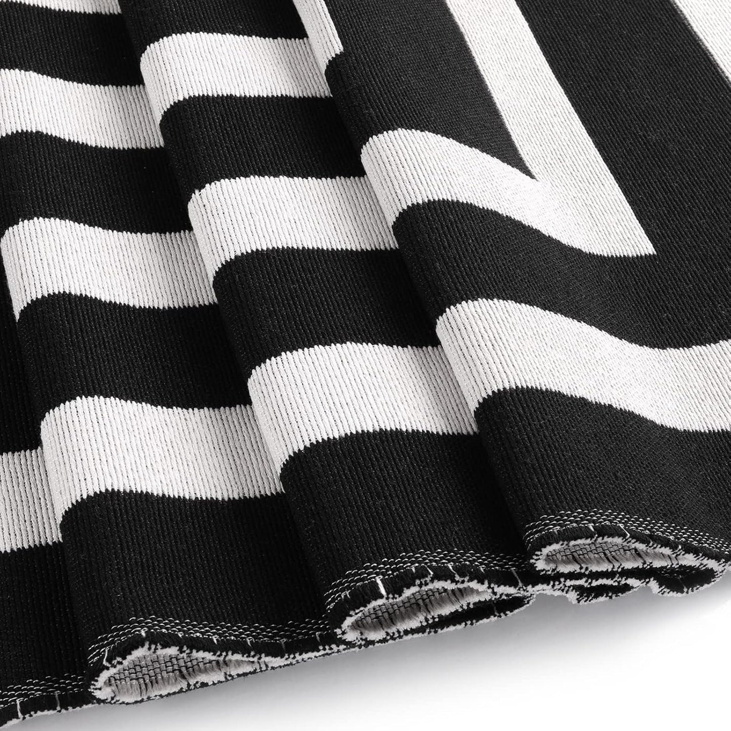 LEEVAN Black and White Striped Area Rug 5' x 7' Indoor Outdoor Rug Washable Woven Farmhouse Porch Front Outdoor Rug Patio Clearance for Living Room Courtyard Large Cotton Floor Carpet