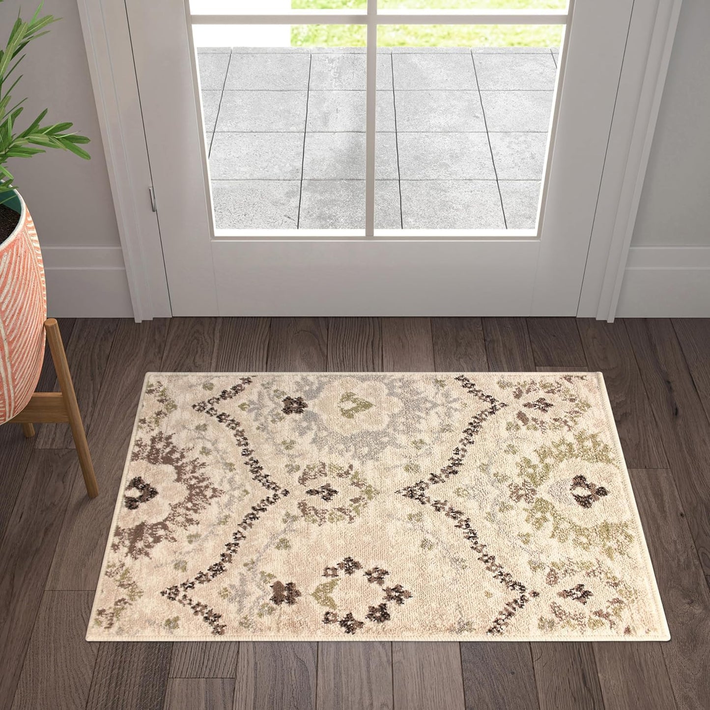 Superior Augusta 3 Piece Indoor Area Rug Set, Jute Backing, Floral Damask Decor for Hallway, Entry, Office, Kitchen, Bedroom, Living Room Floors, Plush Rugs, 2' 7" x 8', 2' x 3', 5' x 8', Beige