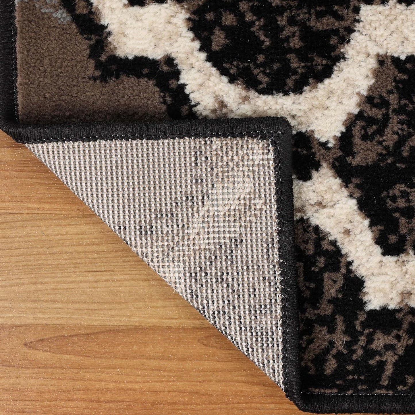 Superior Viking 3 Piece Indoor Area Rug Set, Jute Backing, Modern Trellis Decor for Hallway, Entry, Office, Kitchen, Bedroom, Living Room Floors, Plush Rugs, 2' 7" x 8', 2' x 3', 4' x 6', Chocolate