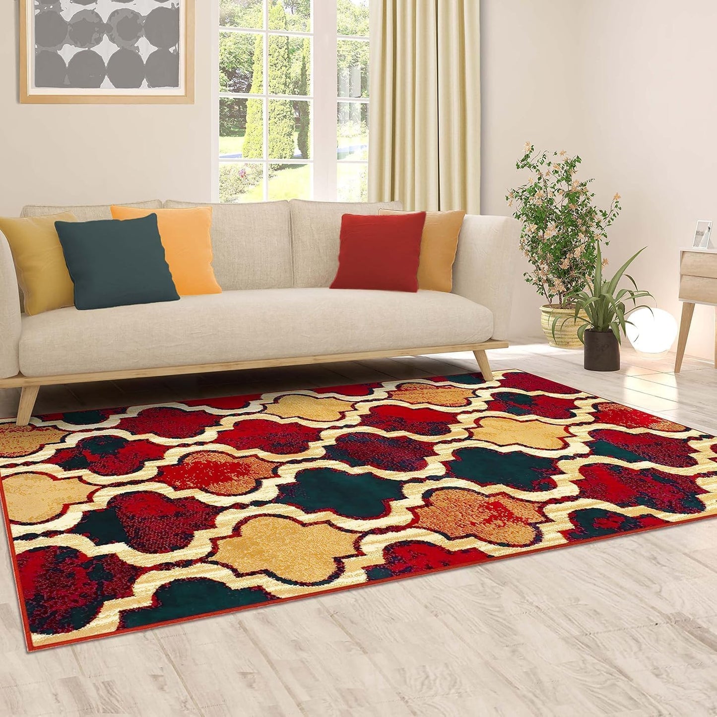 Superior Viking 3 Piece Indoor Area Rug Set, Jute Backing, Modern Trellis Decor for Hallway, Entry, Office, Kitchen, Bedroom, Living Room Floors, Plush Rugs, 2' 7" x 8', 2' x 3', 4' x 6', Chocolate