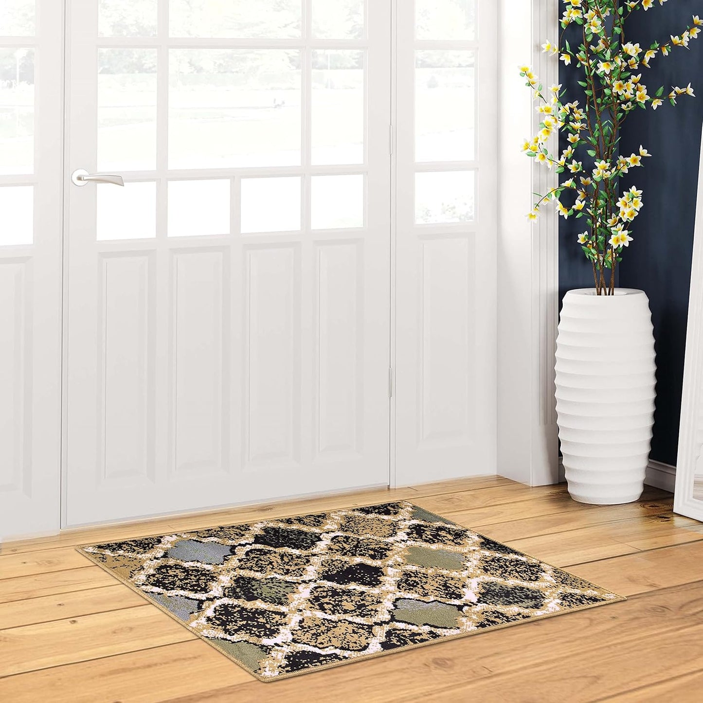 Superior Viking 3 Piece Indoor Area Rug Set, Jute Backing, Modern Trellis Decor for Hallway, Entry, Office, Kitchen, Bedroom, Living Room Floors, Plush Rugs, 2' 7" x 8', 2' x 3', 4' x 6', Chocolate