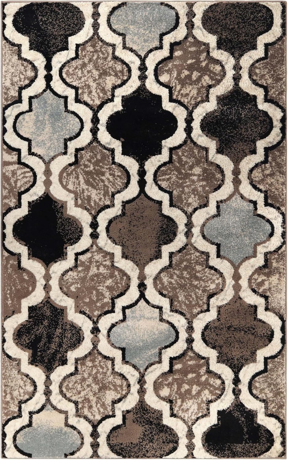 Superior Viking 3 Piece Indoor Area Rug Set, Jute Backing, Modern Trellis Decor for Hallway, Entry, Office, Kitchen, Bedroom, Living Room Floors, Plush Rugs, 2' 7" x 8', 2' x 3', 4' x 6', Chocolate