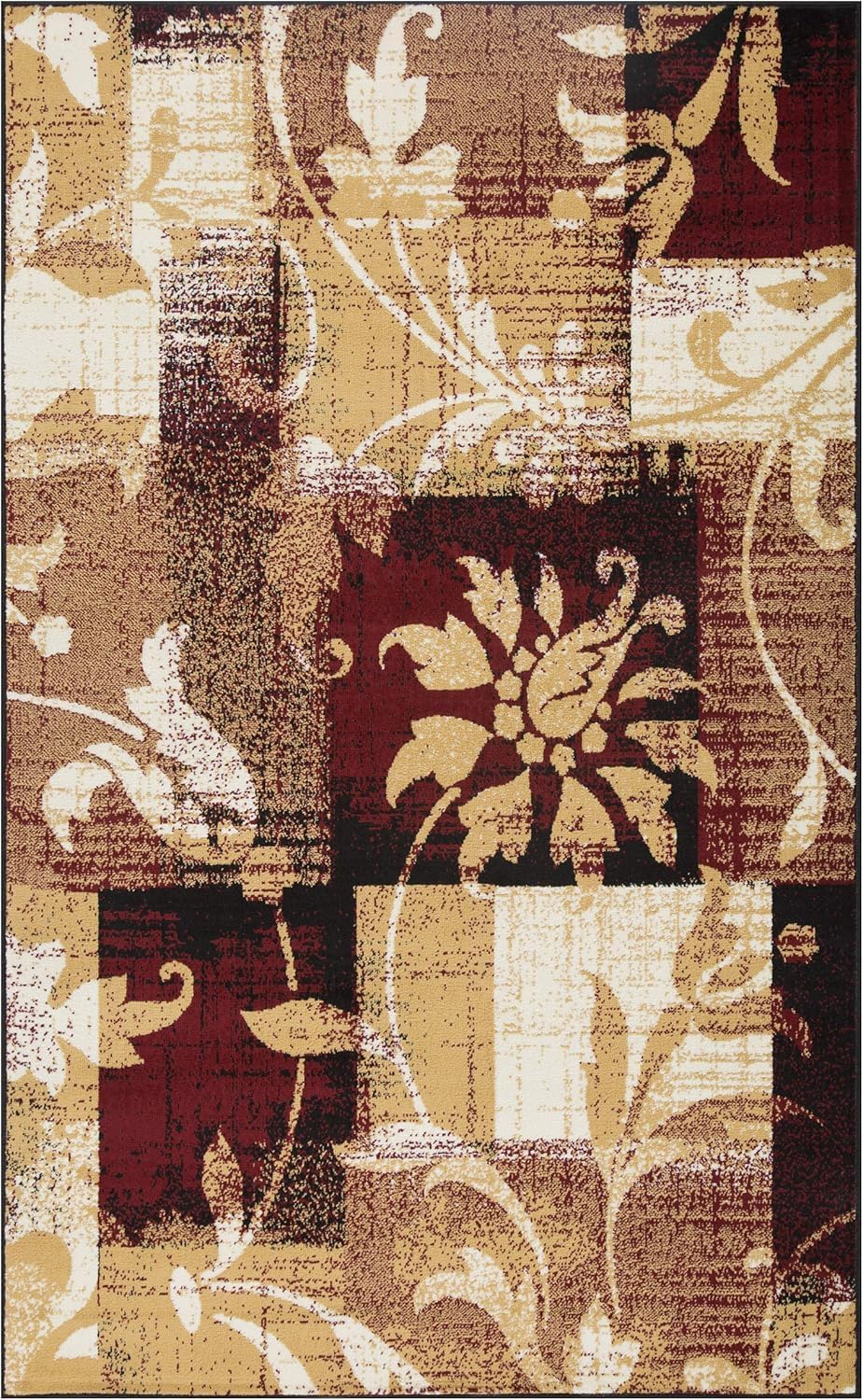 Superior Pastiche 3 Piece Indoor Area Rug Set, Jute Backing, Modern Floral Patchwork Decor, Hallway, Office, Kitchen, Bedroom, Living Room Floors, Plush Rugs, 2' x 3', 4' x 6', 6' x 9', Beige
