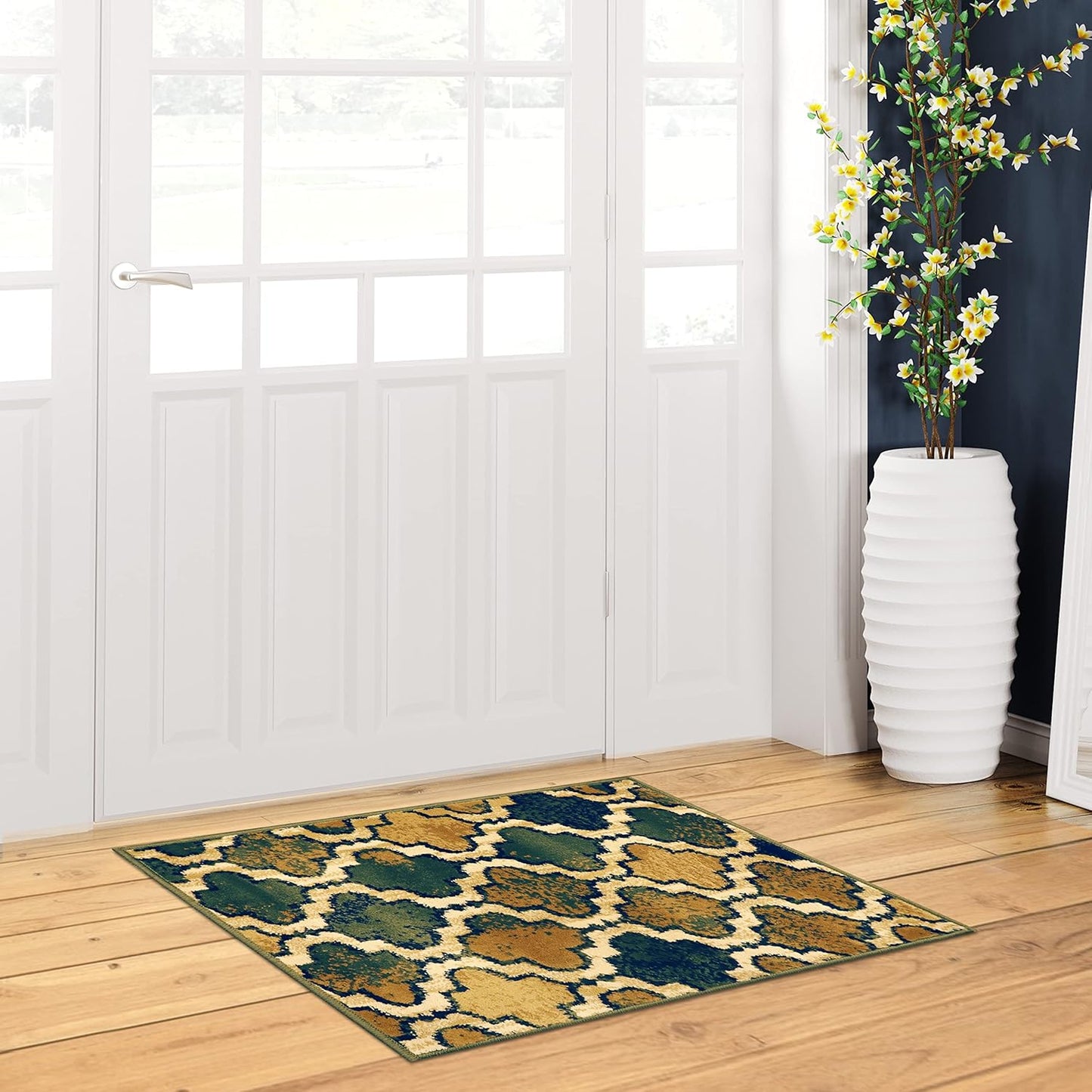 Superior Viking 3 Piece Indoor Area Rug Set, Jute Backing, Modern Trellis Decor for Hallway, Entry, Office, Kitchen, Bedroom, Living Room Floors, Plush Rugs, 2' 7" x 8', 2' x 3', 4' x 6', Chocolate