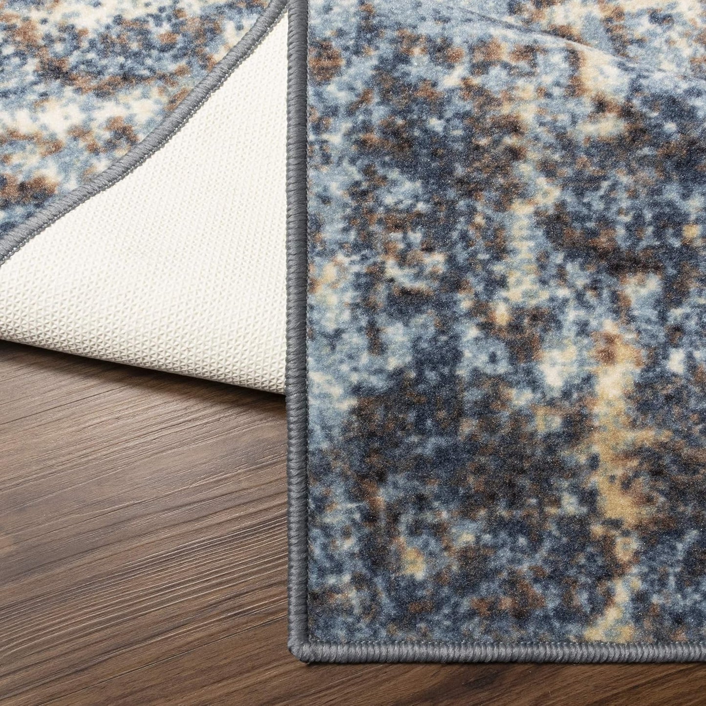Superior Salford 3 Piece Indoor Area Rug Set, Jute Backing, Abstract Medallion Decor for Hallway, Office, Kitchen, Bedroom, Living Room Floors, Plush Rugs, 2' x 3', 2' 7" x 8', 8' x 10', Blue/Beige