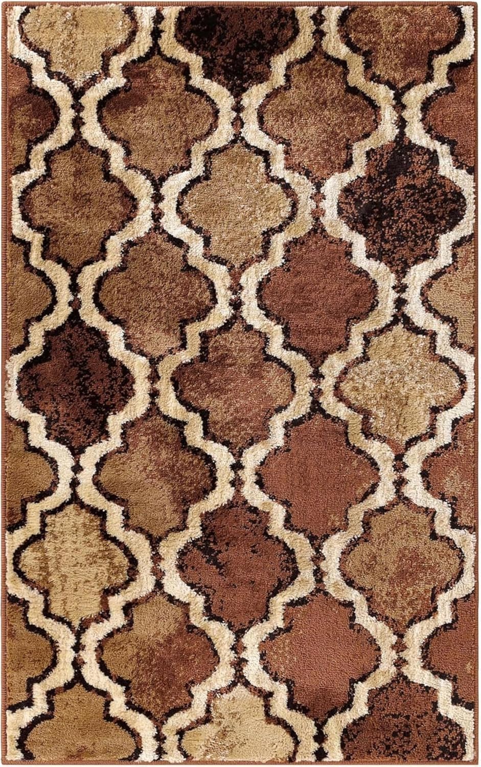 Superior Viking 3 Piece Indoor Area Rug Set, Jute Backing, Modern Trellis Decor for Hallway, Entry, Office, Kitchen, Bedroom, Living Room Floors, Plush Rugs, 2' 7" x 8', 2' x 3', 4' x 6', Chocolate
