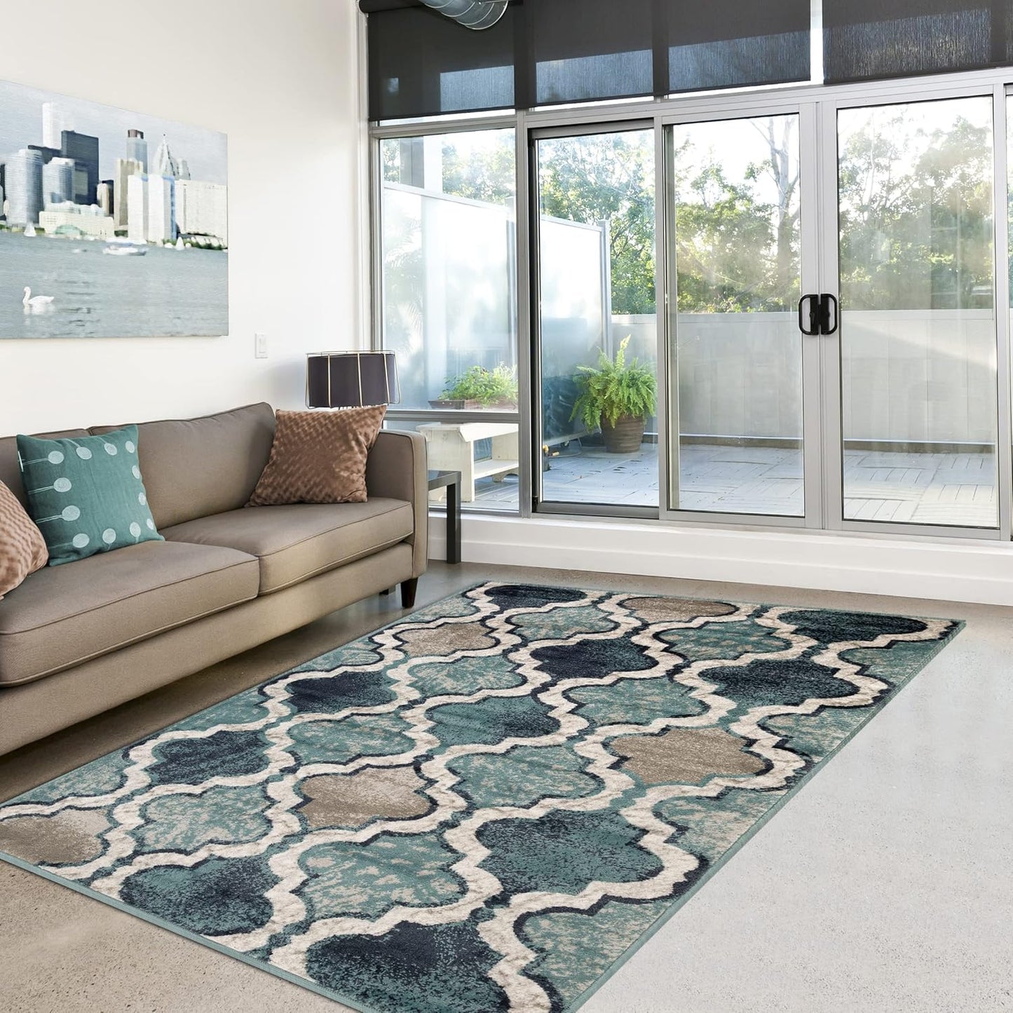 Superior Viking 3 Piece Indoor Area Rug Set, Jute Backing, Modern Trellis Decor for Hallway, Entry, Office, Kitchen, Bedroom, Living Room Floors, Plush Rugs, 2' 7" x 8', 2' x 3', 4' x 6', Chocolate