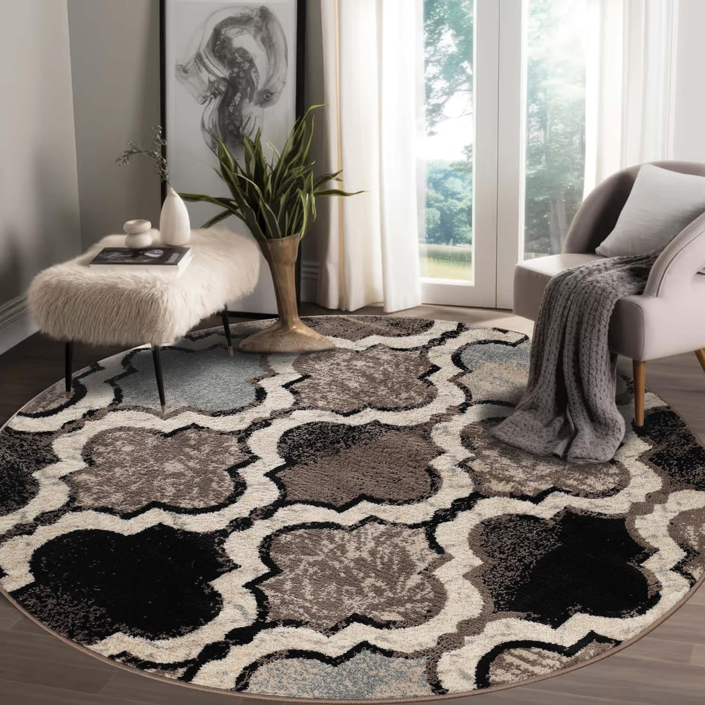 Superior Viking 3 Piece Indoor Area Rug Set, Jute Backing, Modern Trellis Decor for Hallway, Entry, Office, Kitchen, Bedroom, Living Room Floors, Plush Rugs, 2' 7" x 8', 2' x 3', 4' x 6', Chocolate