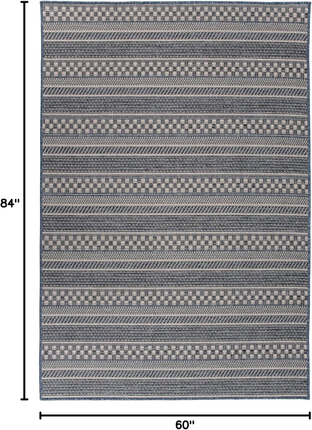 Rugshop Bohemian Stripes for Patio Rugs,Deck Rugs,Balcony Rugs Indoor/Outdoor Area Rug 5' x 7' Blue