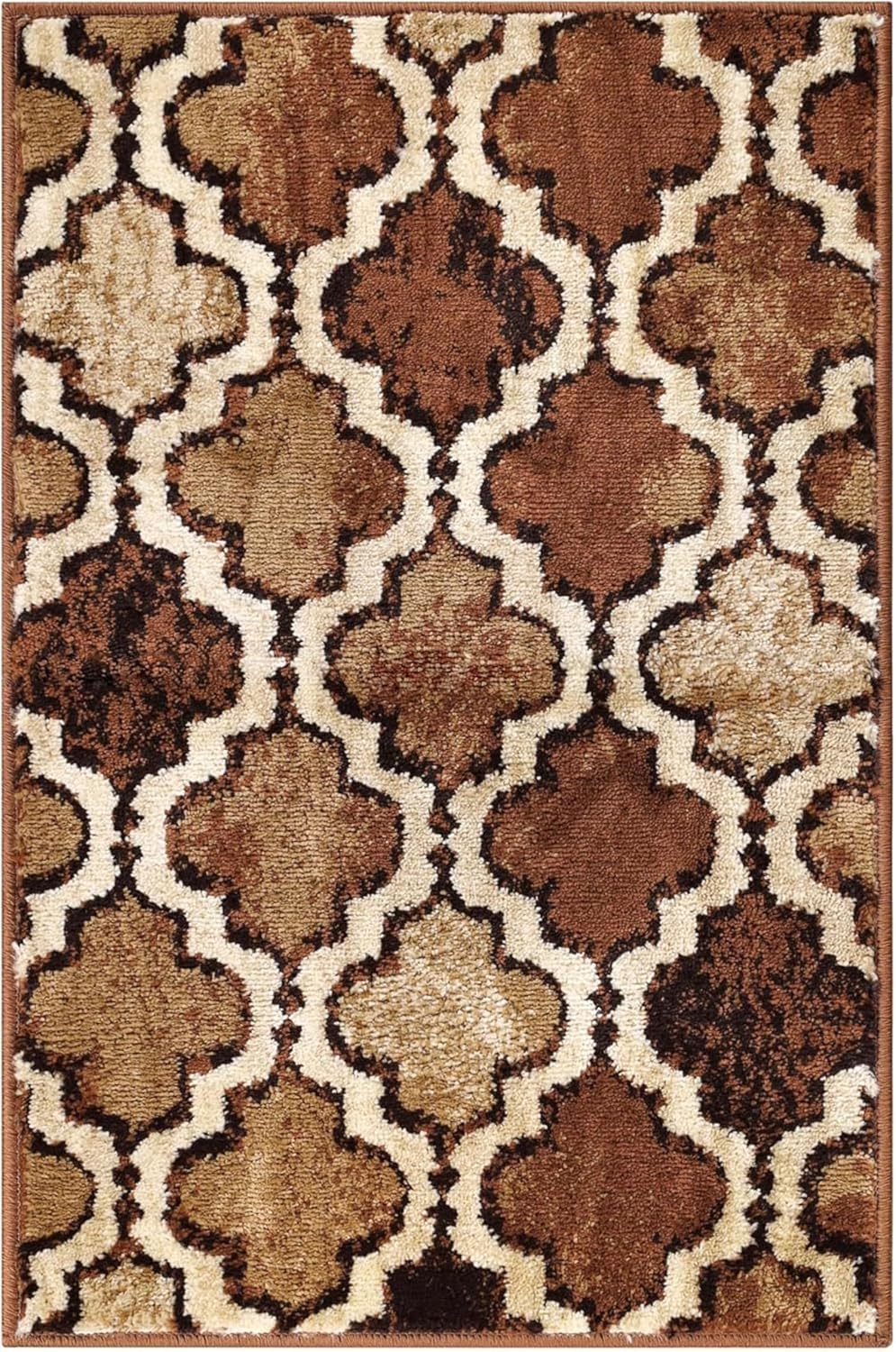 Superior Viking 3 Piece Indoor Area Rug Set, Jute Backing, Modern Trellis Decor for Hallway, Entry, Office, Kitchen, Bedroom, Living Room Floors, Plush Rugs, 2' 7" x 8', 2' x 3', 4' x 6', Chocolate