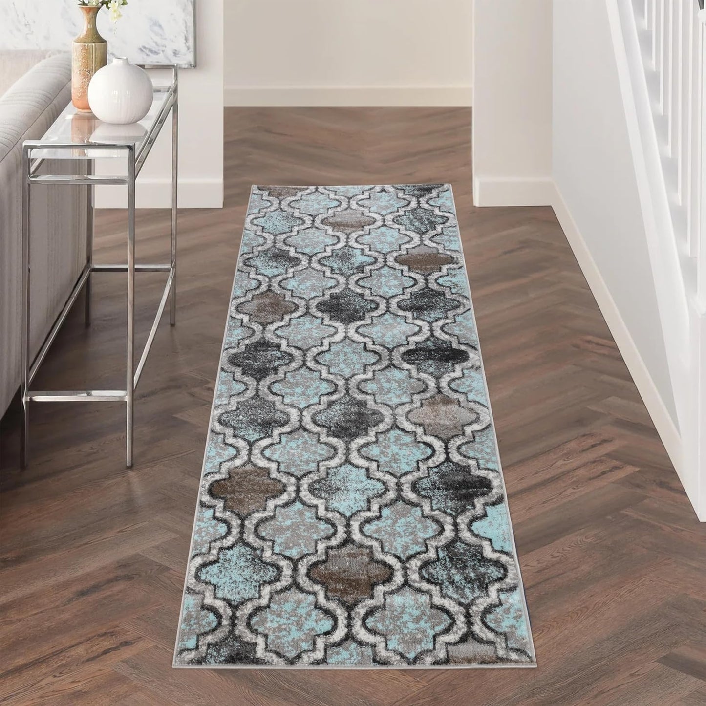 Superior Viking 3 Piece Indoor Area Rug Set, Jute Backing, Modern Trellis Decor for Hallway, Entry, Office, Kitchen, Bedroom, Living Room Floors, Plush Rugs, 2' 7" x 8', 2' x 3', 4' x 6', Chocolate