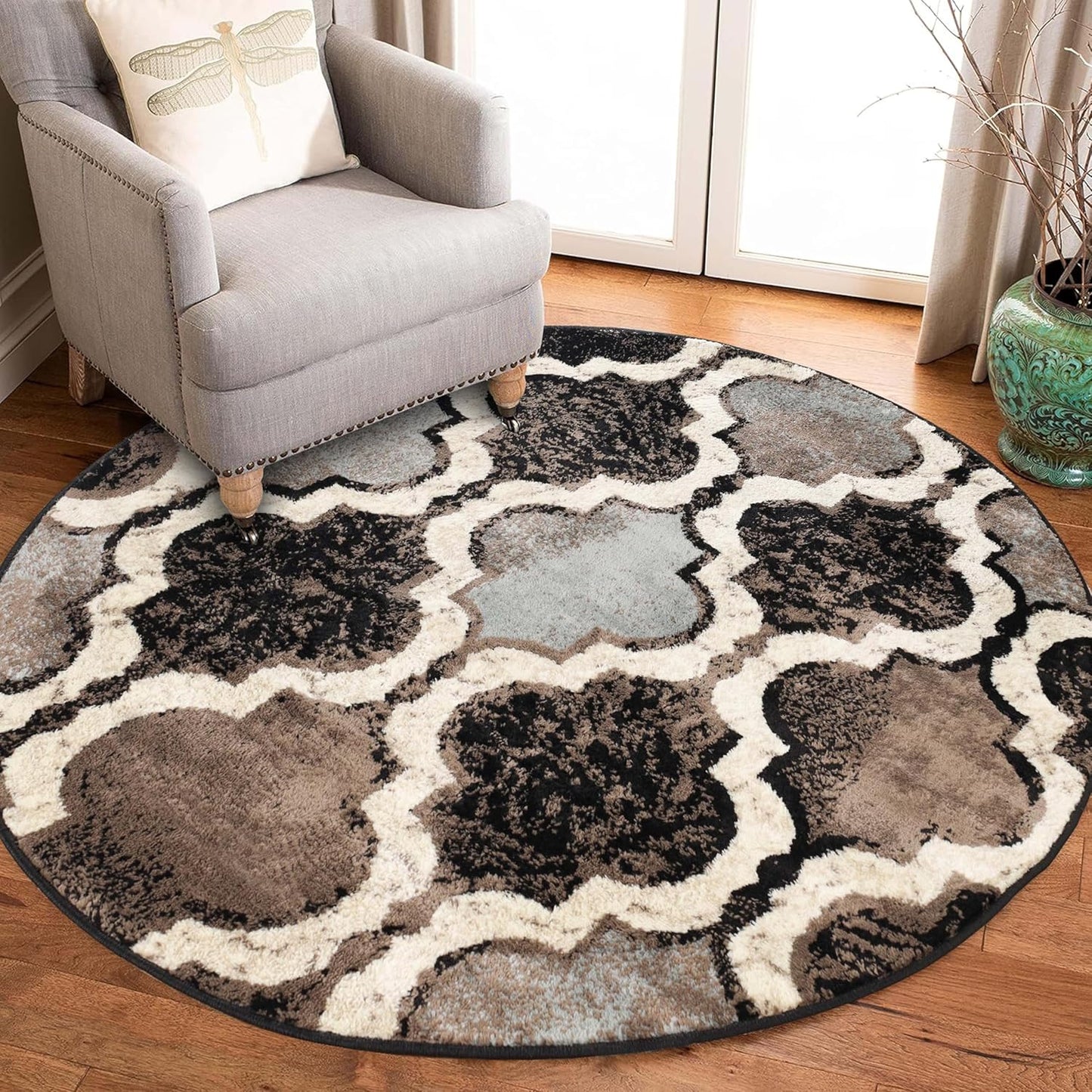 Superior Viking 3 Piece Indoor Area Rug Set, Jute Backing, Modern Trellis Decor for Hallway, Entry, Office, Kitchen, Bedroom, Living Room Floors, Plush Rugs, 2' 7" x 8', 2' x 3', 4' x 6', Chocolate