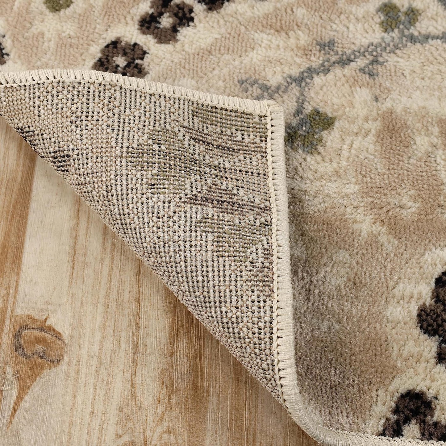 Superior Augusta 3 Piece Indoor Area Rug Set, Jute Backing, Floral Damask Decor for Hallway, Entry, Office, Kitchen, Bedroom, Living Room Floors, Plush Rugs, 2' 7" x 8', 2' x 3', 5' x 8', Beige