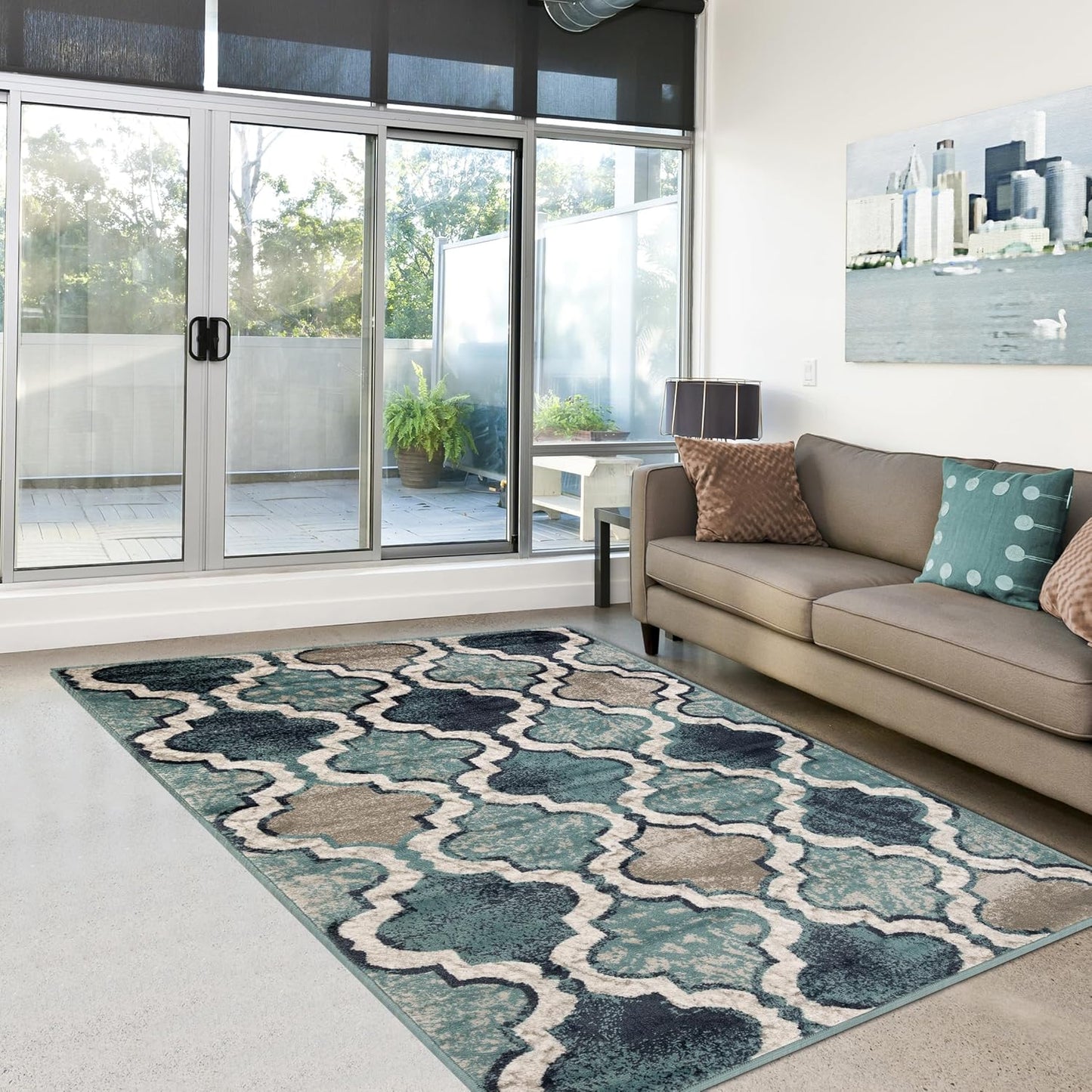 Superior Viking 3 Piece Indoor Area Rug Set, Jute Backing, Modern Trellis Decor for Hallway, Entry, Office, Kitchen, Bedroom, Living Room Floors, Plush Rugs, 2' 7" x 8', 2' x 3', 4' x 6', Chocolate
