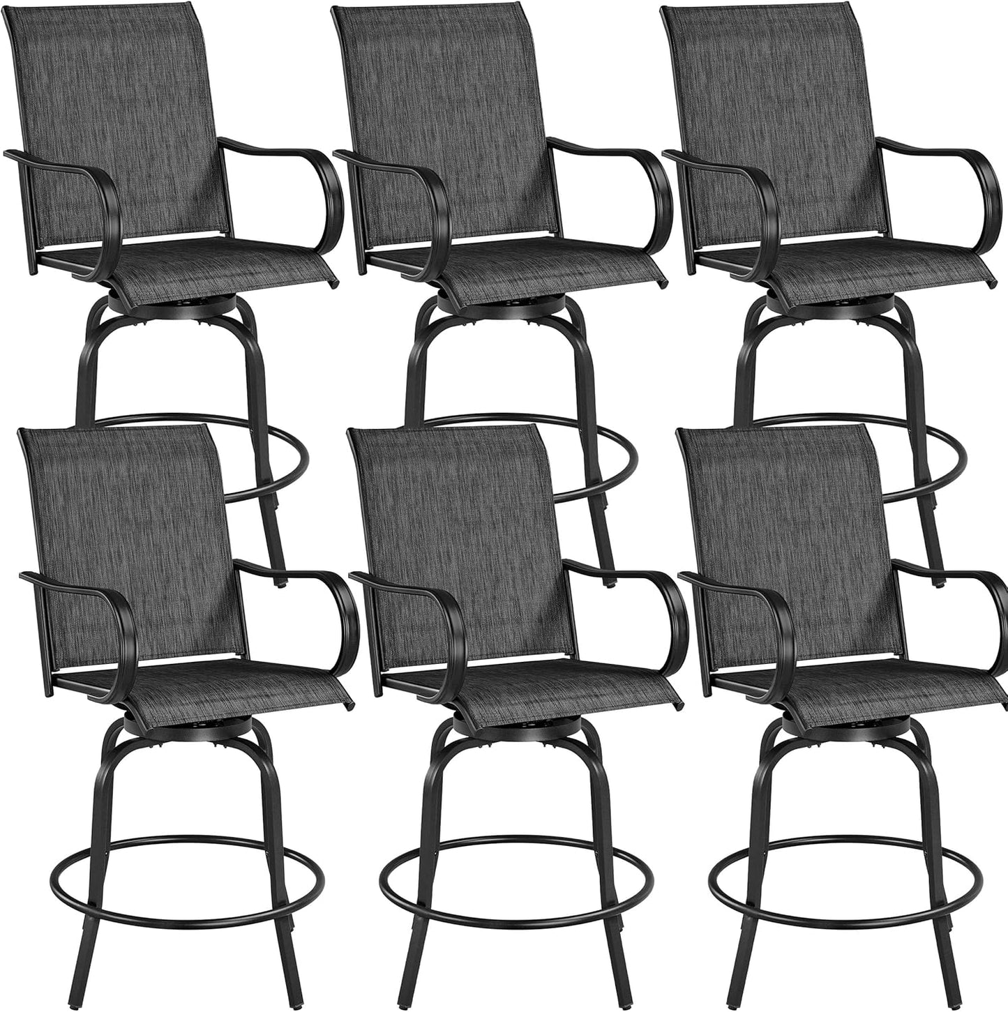 Yaheetech Outdoor Patio Swivel Bar Stools Outdoor Chairs Set of 2, All-Weather Patio Stools for Outside, Beach, Lawn, Poolside and Garden, Black