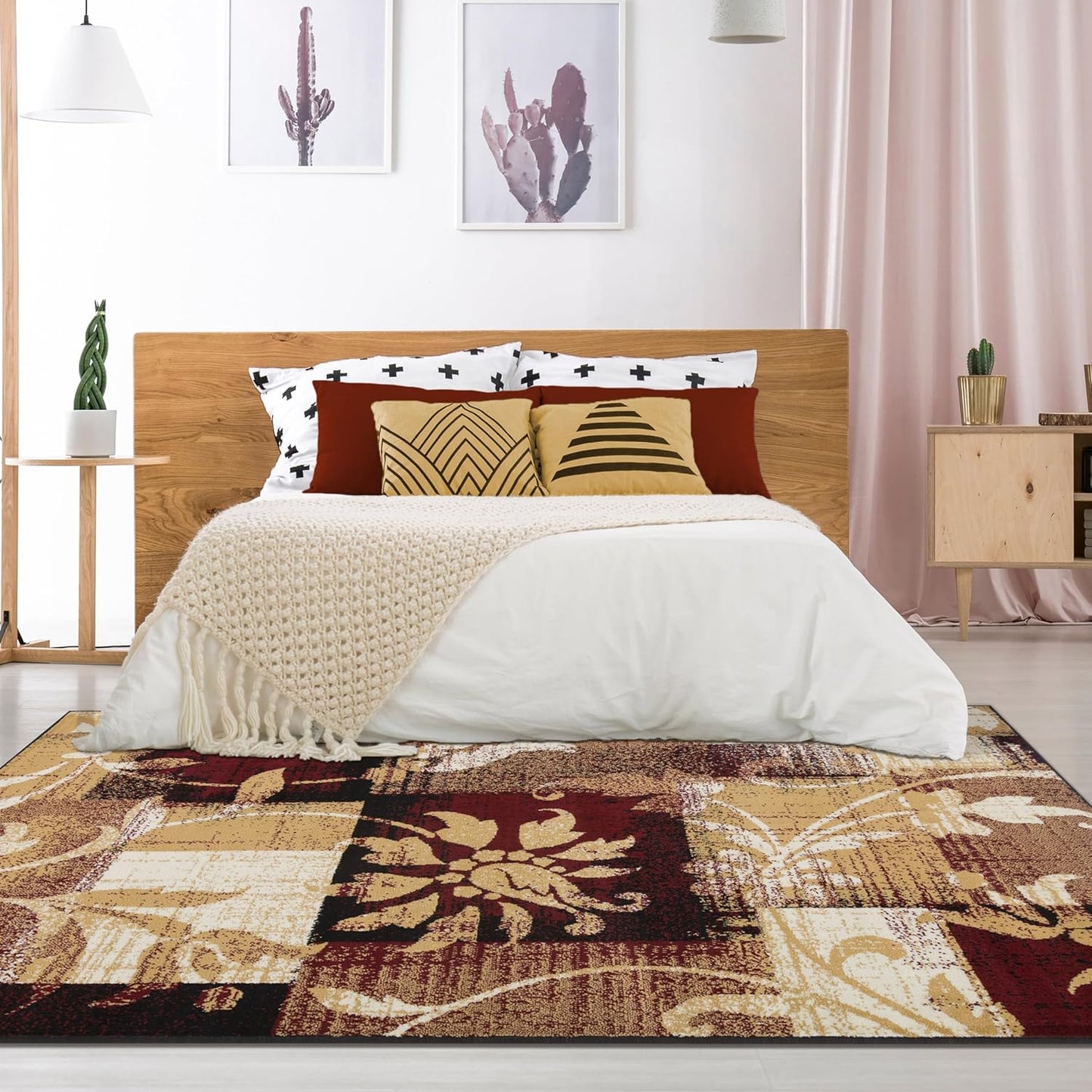 Superior Pastiche 3 Piece Indoor Area Rug Set, Jute Backing, Modern Floral Patchwork Decor, Hallway, Office, Kitchen, Bedroom, Living Room Floors, Plush Rugs, 2' x 3', 4' x 6', 6' x 9', Beige