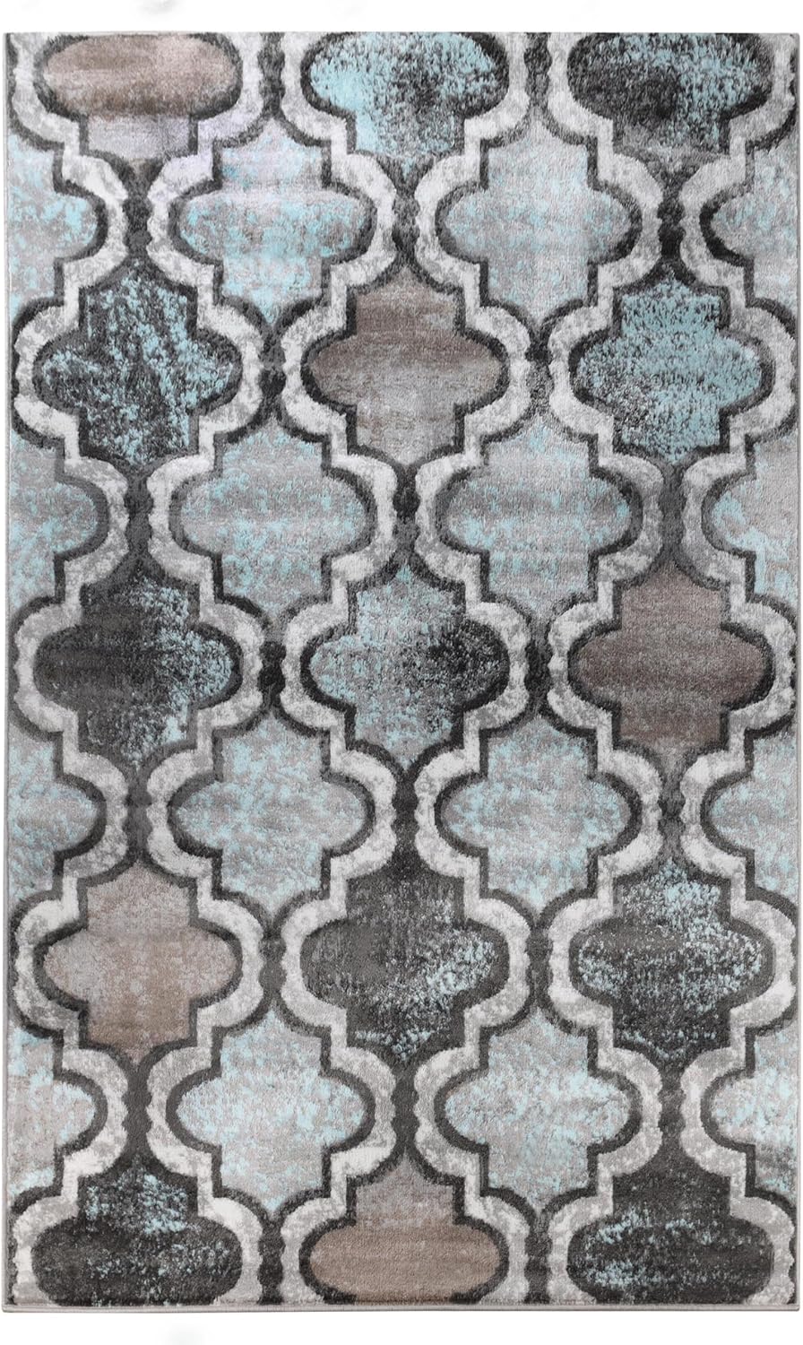 Superior Viking 3 Piece Indoor Area Rug Set, Jute Backing, Modern Trellis Decor for Hallway, Entry, Office, Kitchen, Bedroom, Living Room Floors, Plush Rugs, 2' 7" x 8', 2' x 3', 4' x 6', Chocolate