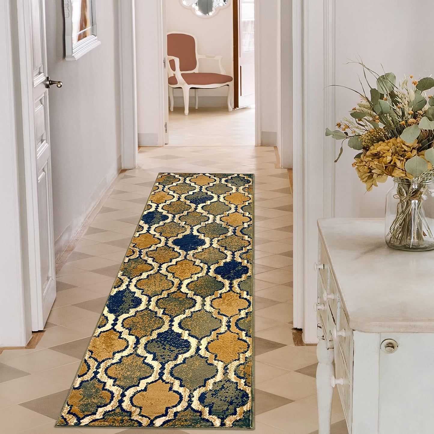 Superior Viking 3 Piece Indoor Area Rug Set, Jute Backing, Modern Trellis Decor for Hallway, Entry, Office, Kitchen, Bedroom, Living Room Floors, Plush Rugs, 2' 7" x 8', 2' x 3', 4' x 6', Chocolate