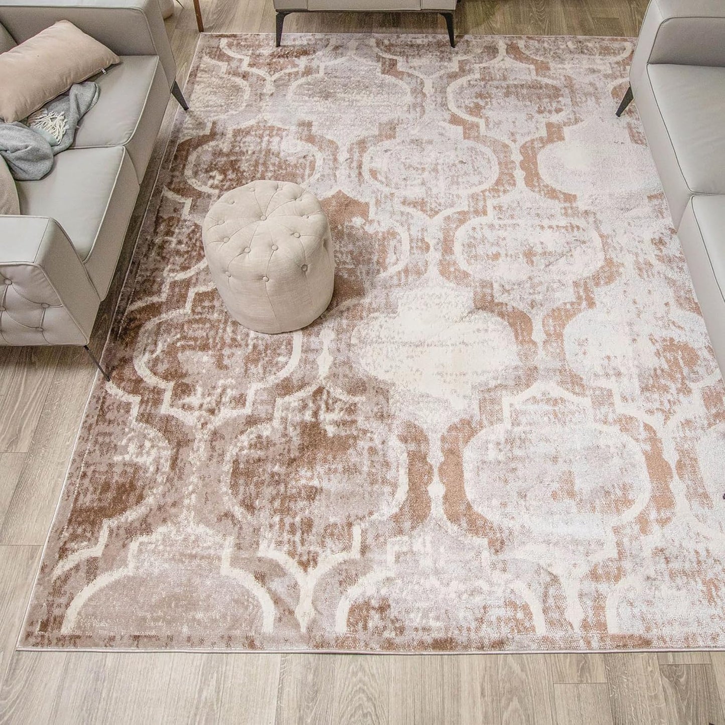 Superior Viking 3 Piece Indoor Area Rug Set, Jute Backing, Modern Trellis Decor for Hallway, Entry, Office, Kitchen, Bedroom, Living Room Floors, Plush Rugs, 2' 7" x 8', 2' x 3', 4' x 6', Chocolate