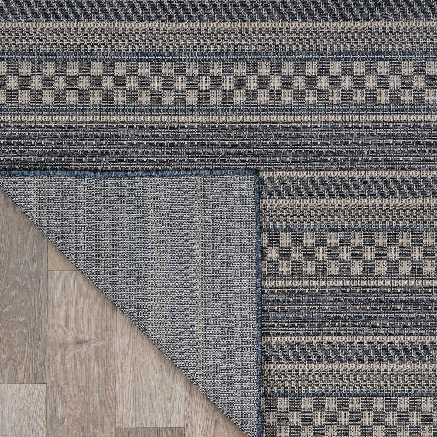Rugshop Bohemian Stripes for Patio Rugs,Deck Rugs,Balcony Rugs Indoor/Outdoor Area Rug 5' x 7' Blue