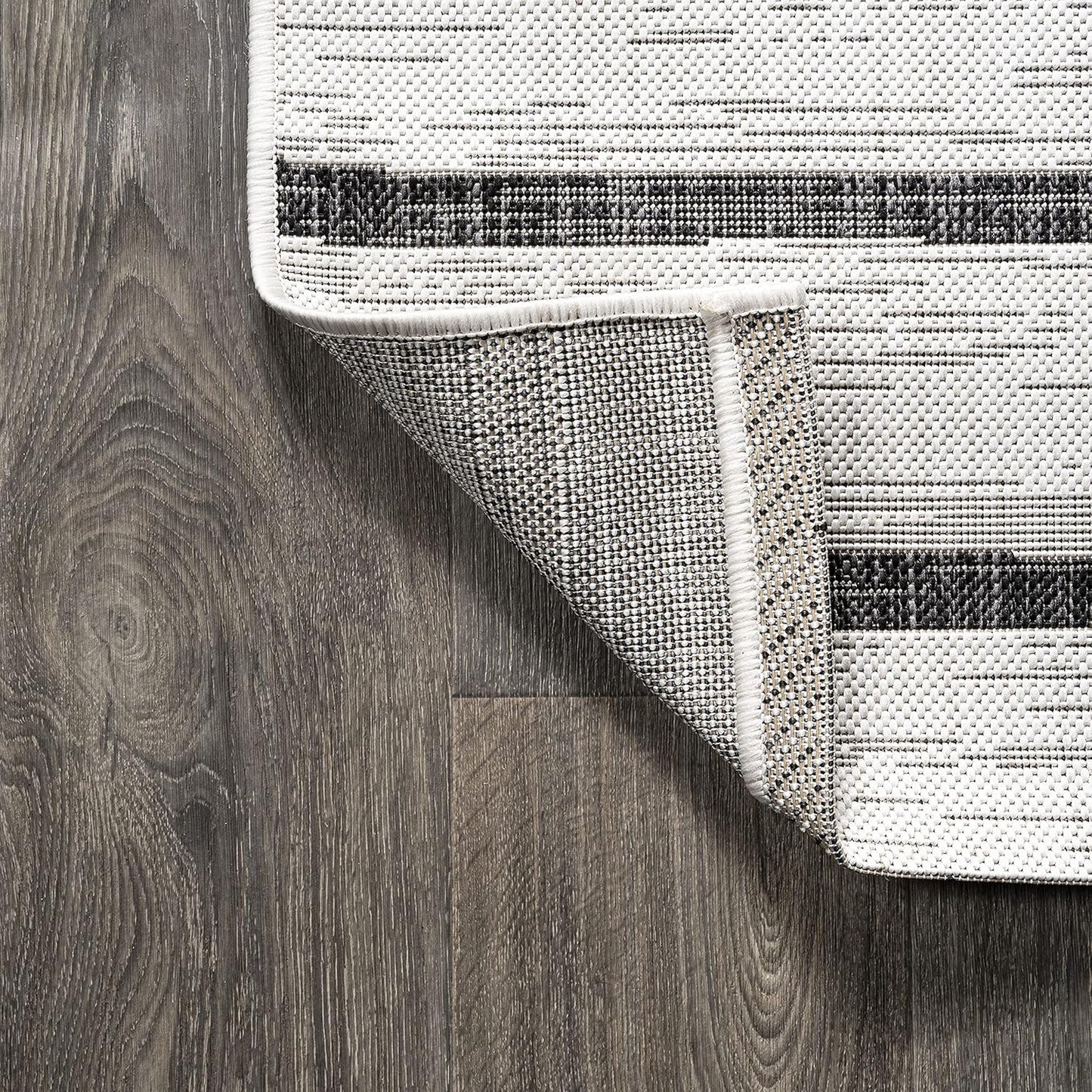 JONATHAN Y SMB125D-8 Colonia Berber Stripe Indoor/Outdoor 8 ft. x 10 ft. Area Rug, Contemporary, Bohemian, Minimalistic, Rustic, Pet Friendly, Stain Resistant, Bedroom, Backyard, Patio, Ivory/Black